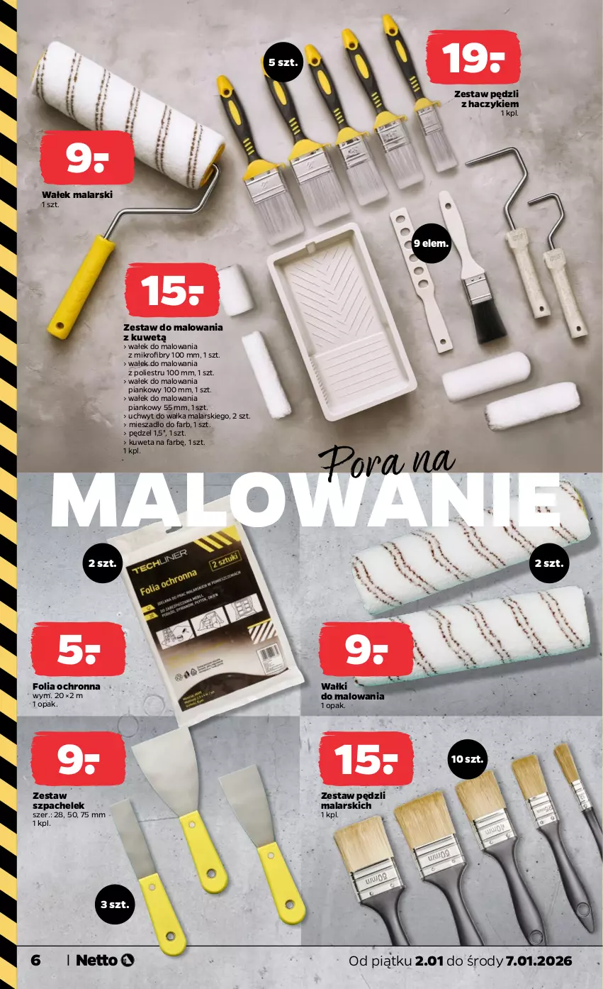 Gazetka promocyjna Netto - Od Piątku - ważna 02.01 do 07.01.2026 - strona 6 - produkty: Fa, Haczyk, Kuweta, Mieszadło, Por, Wałek, Wałek malarski, Zestaw do malowania, Zestaw pędzli
