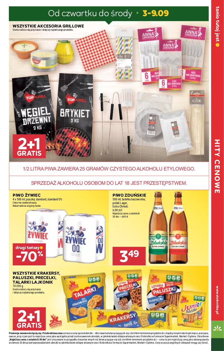 Gazetka promocyjna Stokrotka - Supermarket - ważna 03.09 do 09.09.2026 - strona 13 - produkty: Gra, Grill, Krakersy, Lajkonik, Mięso, Optima, Owoce, Piwa, Piwo, Precelki, Warzywa