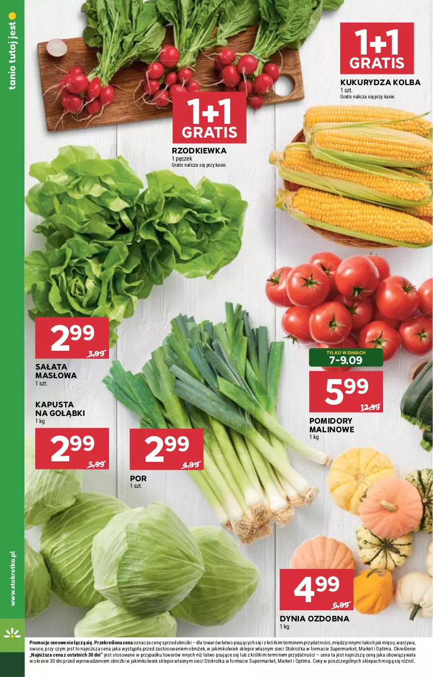 Gazetka promocyjna Stokrotka - Supermarket - ważna 03.09 do 09.09.2026 - strona 18 - produkty: Gra, Kukurydza, Masło, Mięso, Optima, Owoce, Pomidory, Por, Rzodkiewka, Sałat, Sałata masłowa, Warzywa
