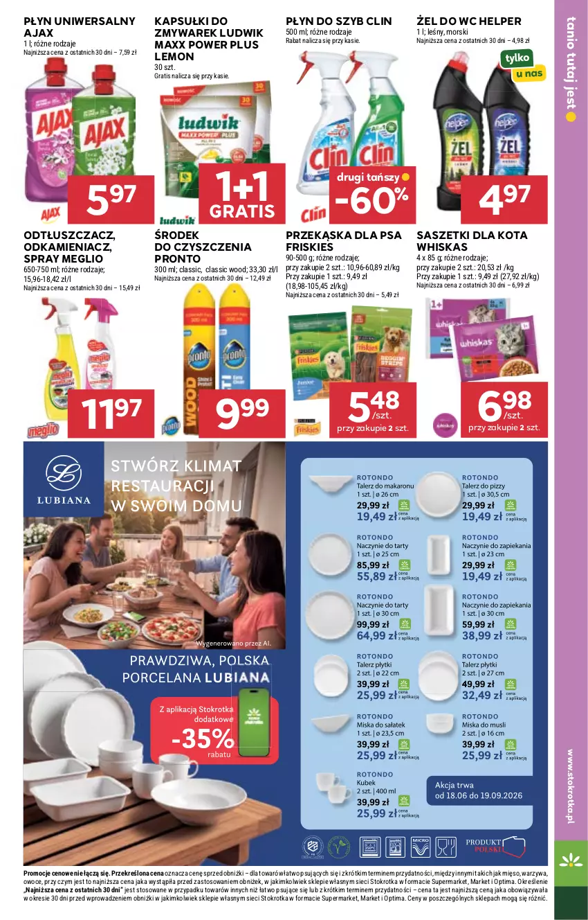 Gazetka promocyjna Stokrotka - Supermarket - ważna 03.09 do 09.09.2026 - strona 57 - produkty: Ajax, Clin, Friskies, Gra, Ludwik, Mięso, Odkamieniacz, Odtłuszczacz, Optima, Owoce, Płyn do szyb, Pronto, Warzywa, Whiskas