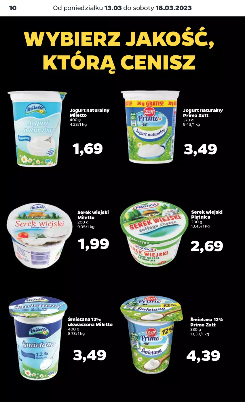 Gazetka promocyjna Netto - Artykuły spożywcze - ważna 13.03 do 18.03.2023 - strona 10 - produkty: Jogurt, Jogurt naturalny, Piątnica, Ser, Serek, Serek wiejski, Zott