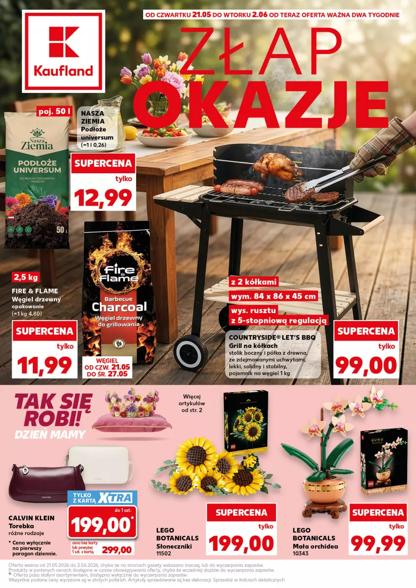Gazetka promocyjna Kaufland - Kaufland - ważna 21.05 do 02.06.2026 - strona 1 - produkty: Calvin Klein, Grill, LEGO, Pojemnik, Półka, Stolik, Torebka, Węgiel drzewny