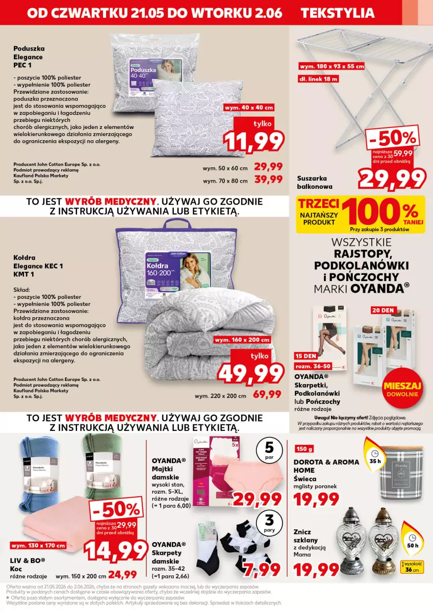 Gazetka promocyjna Kaufland - Kaufland - ważna 21.05 do 02.06.2026 - strona 13 - produkty: Gra, Karp, Koc, Kołdra, Majtki, Poduszka, Pończochy, Por, Rajstopy, Skarpetki, Sok, Suszarka, Suszarka balkonowa, Top, Waga, Znicz