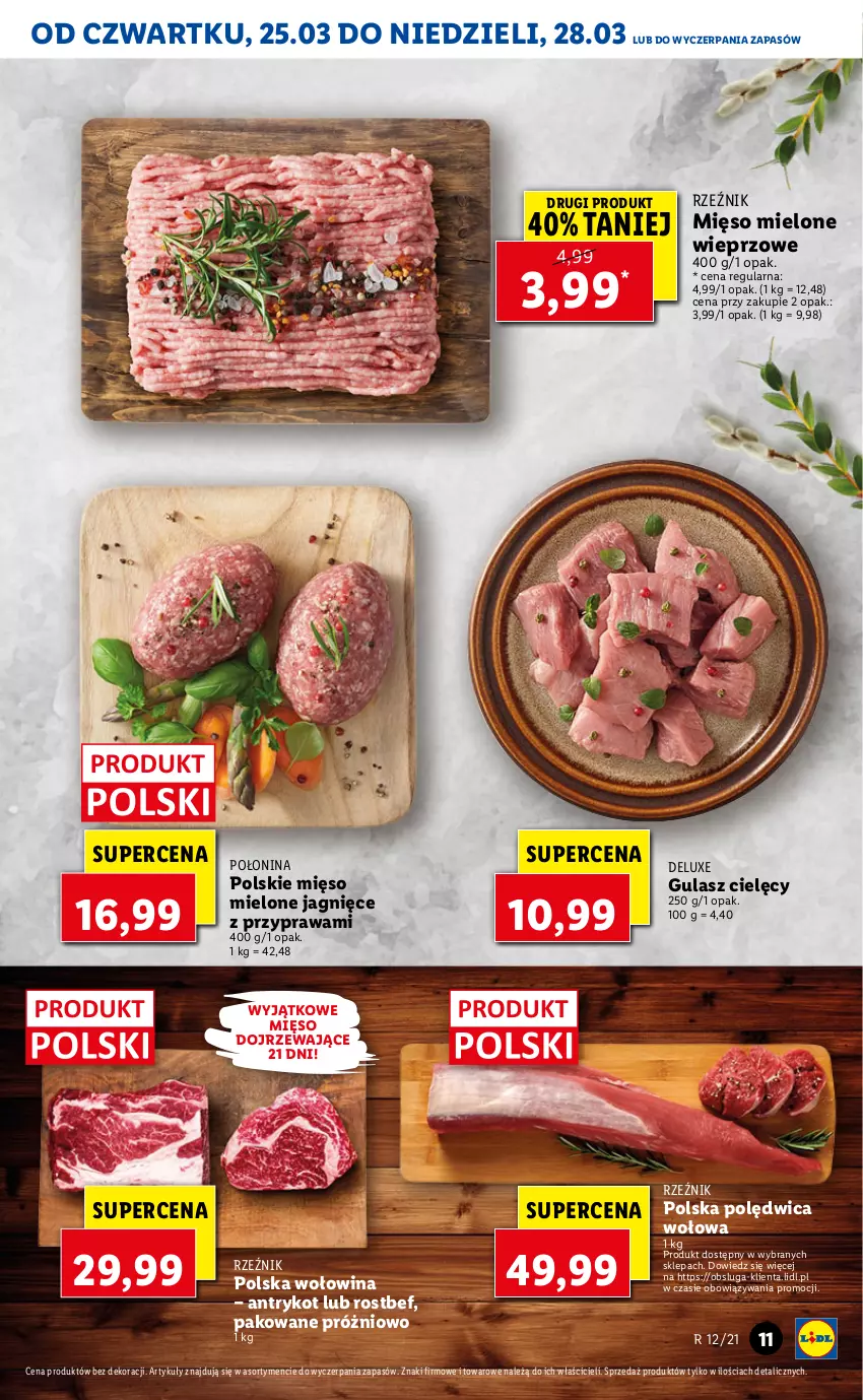 Gazetka promocyjna Lidl - GAZETKA - ważna 25.03 do 28.03.2021 - strona 11 - produkty: Mięso, Mięso mielone, Polędwica, Polędwica wołowa, Rostbef, Wołowina