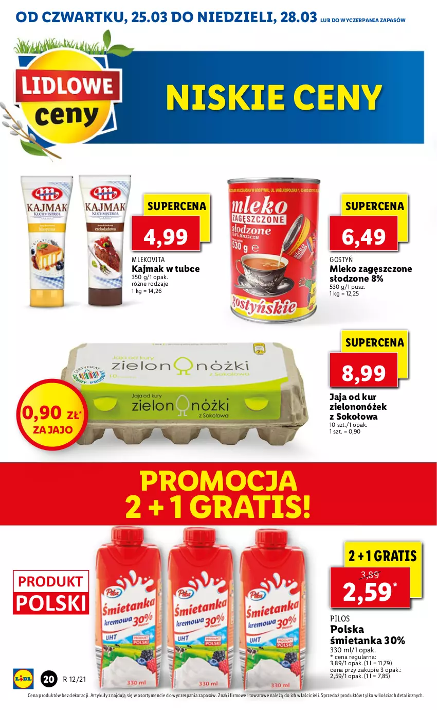 Gazetka promocyjna Lidl - GAZETKA - ważna 25.03 do 28.03.2021 - strona 20 - produkty: Gra, Jaja, Mleko, Mleko zagęszczone, Mlekovita, Pilos, Sok