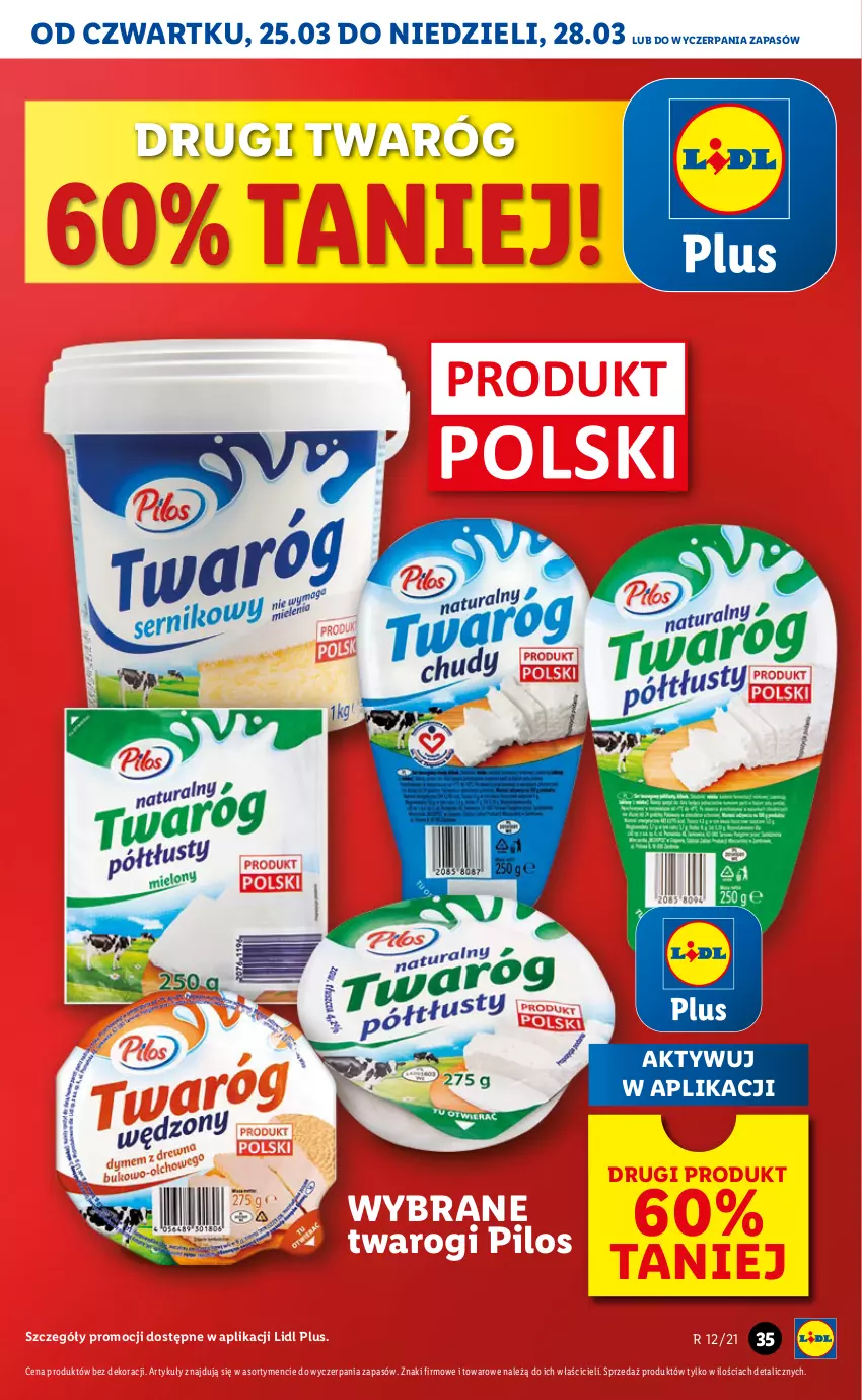 Gazetka promocyjna Lidl - GAZETKA - ważna 25.03 do 28.03.2021 - strona 35 - produkty: Pilos, Twaróg