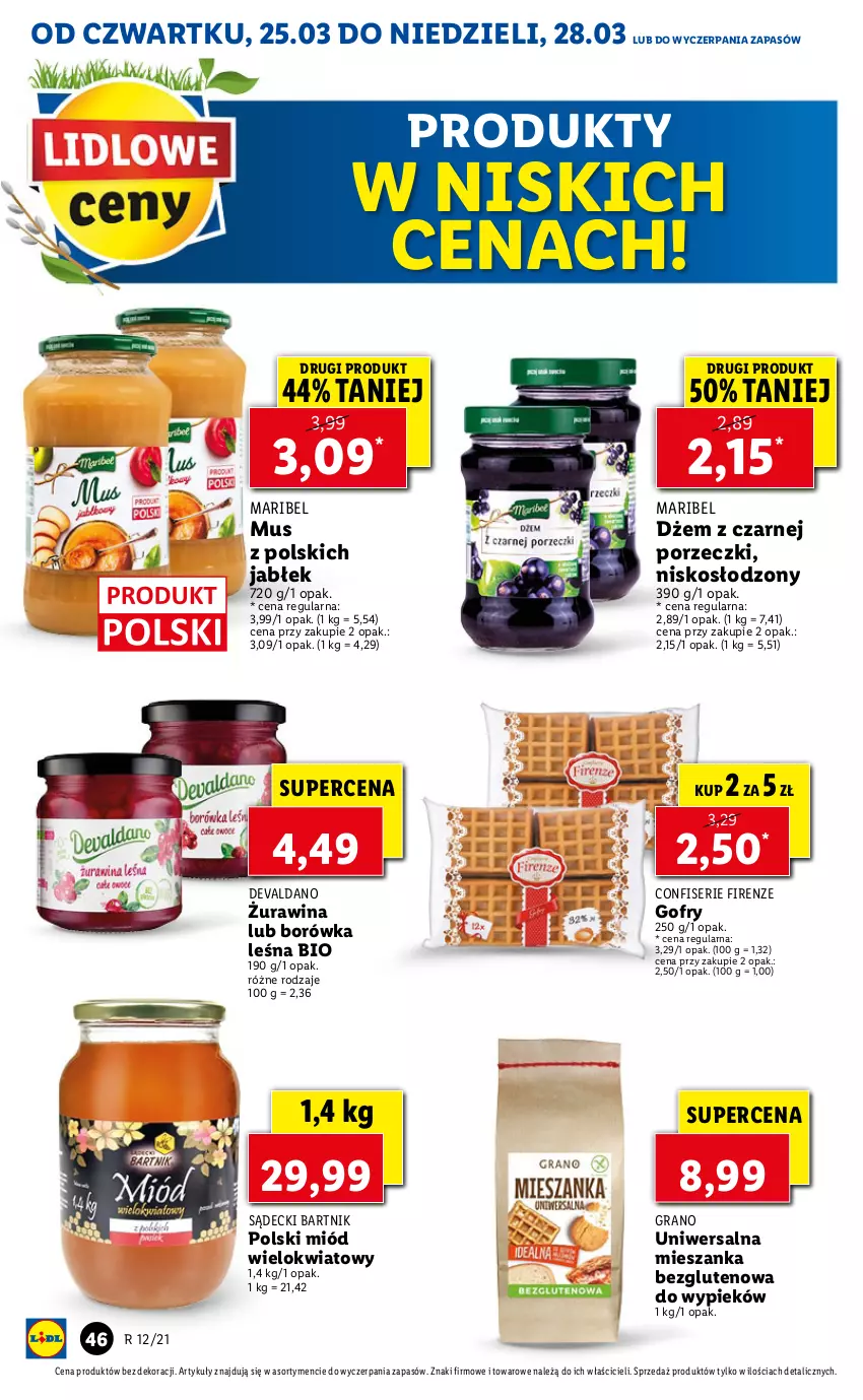 Gazetka promocyjna Lidl - GAZETKA - ważna 25.03 do 28.03.2021 - strona 46 - produkty: Borówka, Dżem, Gofry, Gra, Miód, Mus, Por, Ser