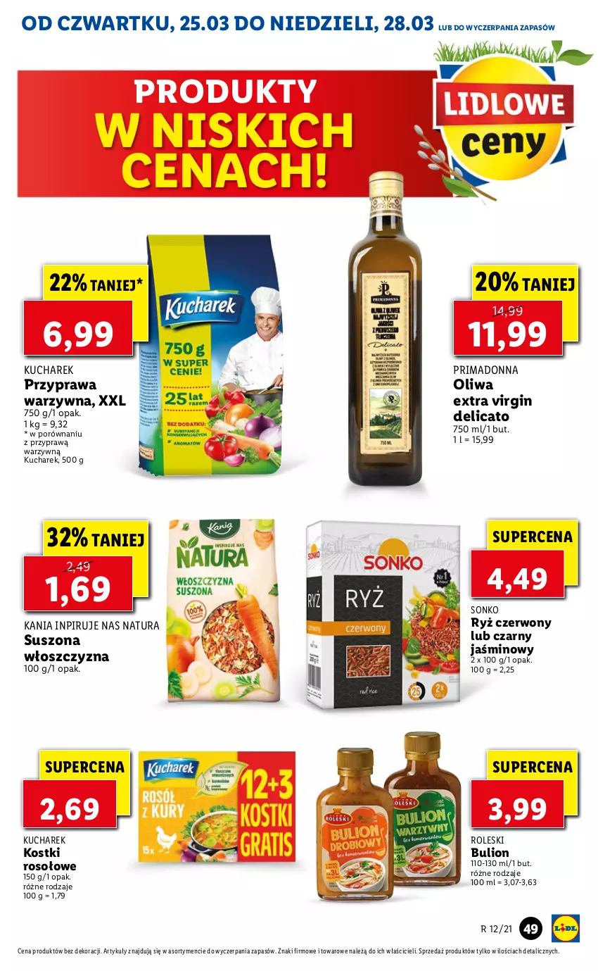 Gazetka promocyjna Lidl - GAZETKA - ważna 25.03 do 28.03.2021 - strona 49 - produkty: Bulion, Gin, Kostki rosołowe, Kucharek, Lion, Por, Prima, Ryż, Sonko