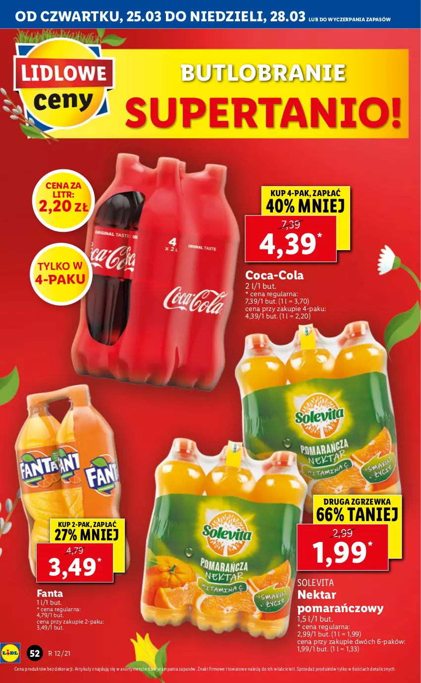 Gazetka promocyjna Lidl - GAZETKA - ważna 25.03 do 28.03.2021 - strona 52 - produkty: Coca-Cola, Fa, Fanta, Nektar