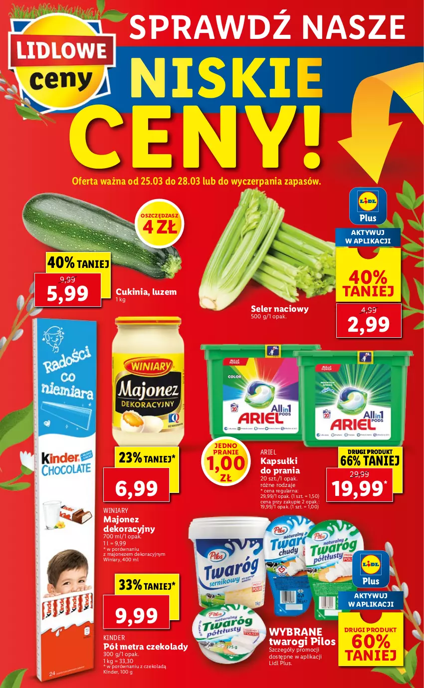 Gazetka promocyjna Lidl - GAZETKA - ważna 25.03 do 28.03.2021 - strona 66 - produkty: Ariel, Kapsułki do prania, Kinder, Majonez, Pilos, Por, Seler naciowy, Winiary