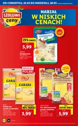 Gazetka promocyjna Lidl - GAZETKA - Gazetka - ważna od 28.03 do 28.03.2021 - strona 22 - produkty: Ser, Por, Włoszczowski, Gorgonzola, Cars, Kawa, Lovi, Pilos