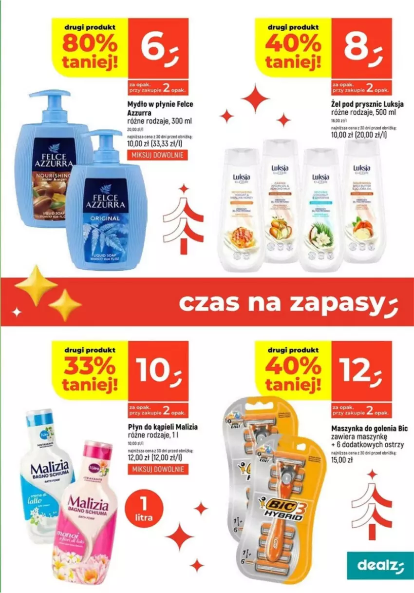 Gazetka promocyjna Dealz - ważna 14.11 do 20.11.2024 - strona 22 - produkty: BIC, Luksja, Malizia, Maszynka, Maszynka do golenia, Mydło, Mydło w płynie, Płyn do kąpieli, Szynka