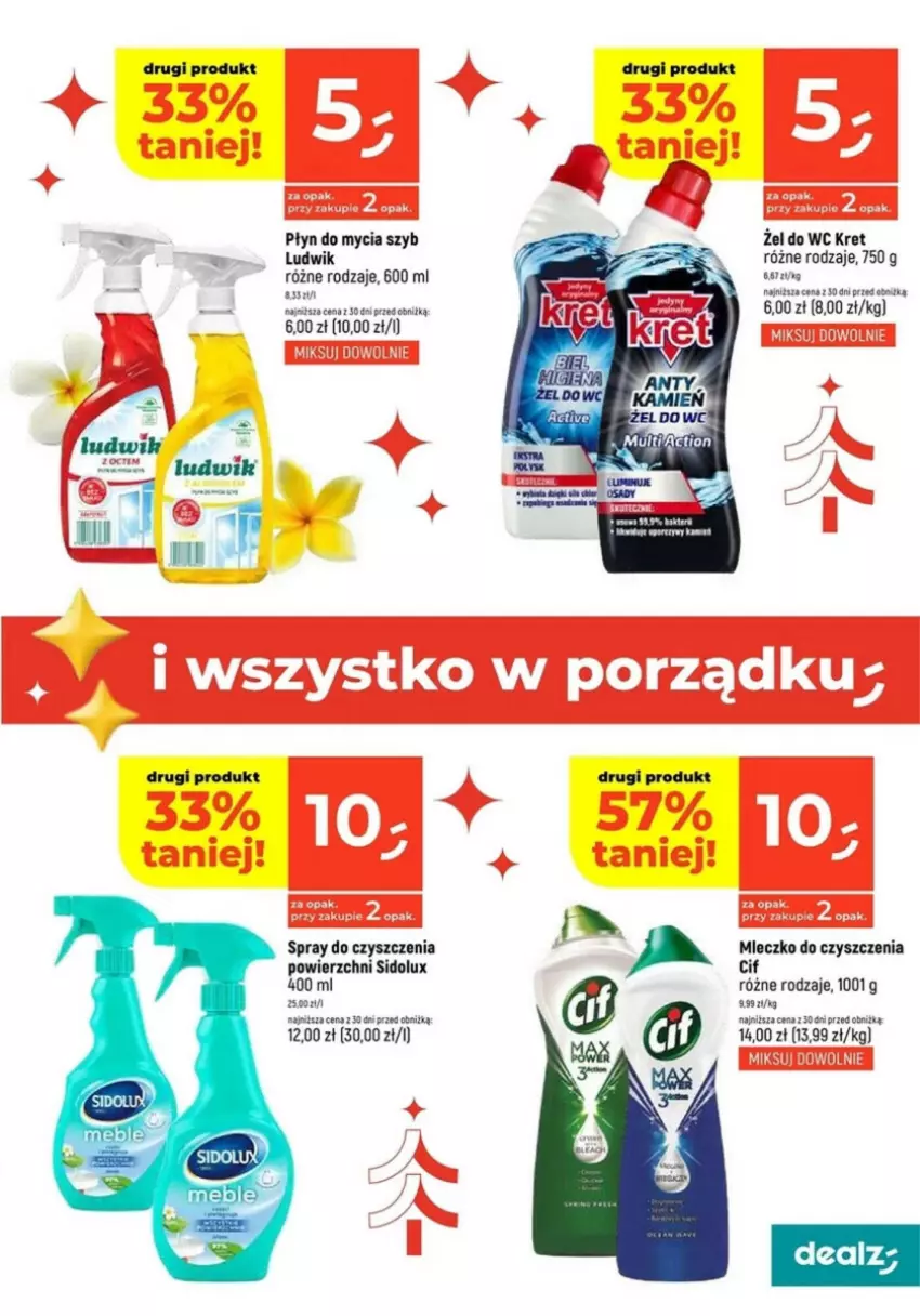 Gazetka promocyjna Dealz - ważna 14.11 do 20.11.2024 - strona 9 - produkty: Cif, Kret, Ludwik, Mleczko, Płyn do mycia, Sidolux, Spray do czyszczenia