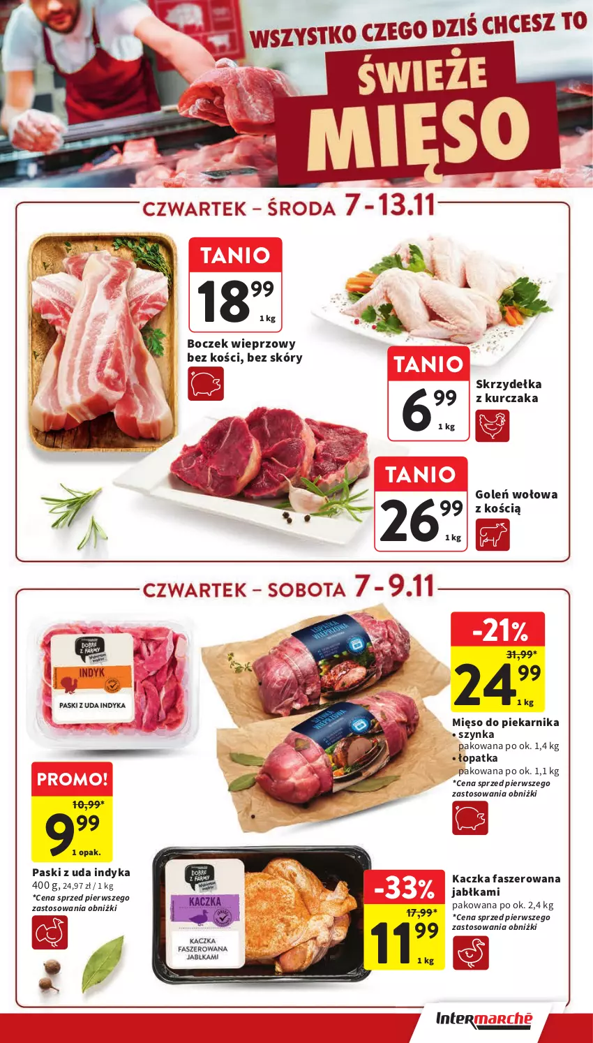 Gazetka promocyjna Intermarche - ważna 07.11 do 13.11.2024 - strona 11 - produkty: Boczek, Boczek wieprzowy, Fa, Jabłka, Kaczka, Kaczka faszerowana, Kurczak, Mięso, Piekarnik, Skrzydełka z kurczaka, Szynka