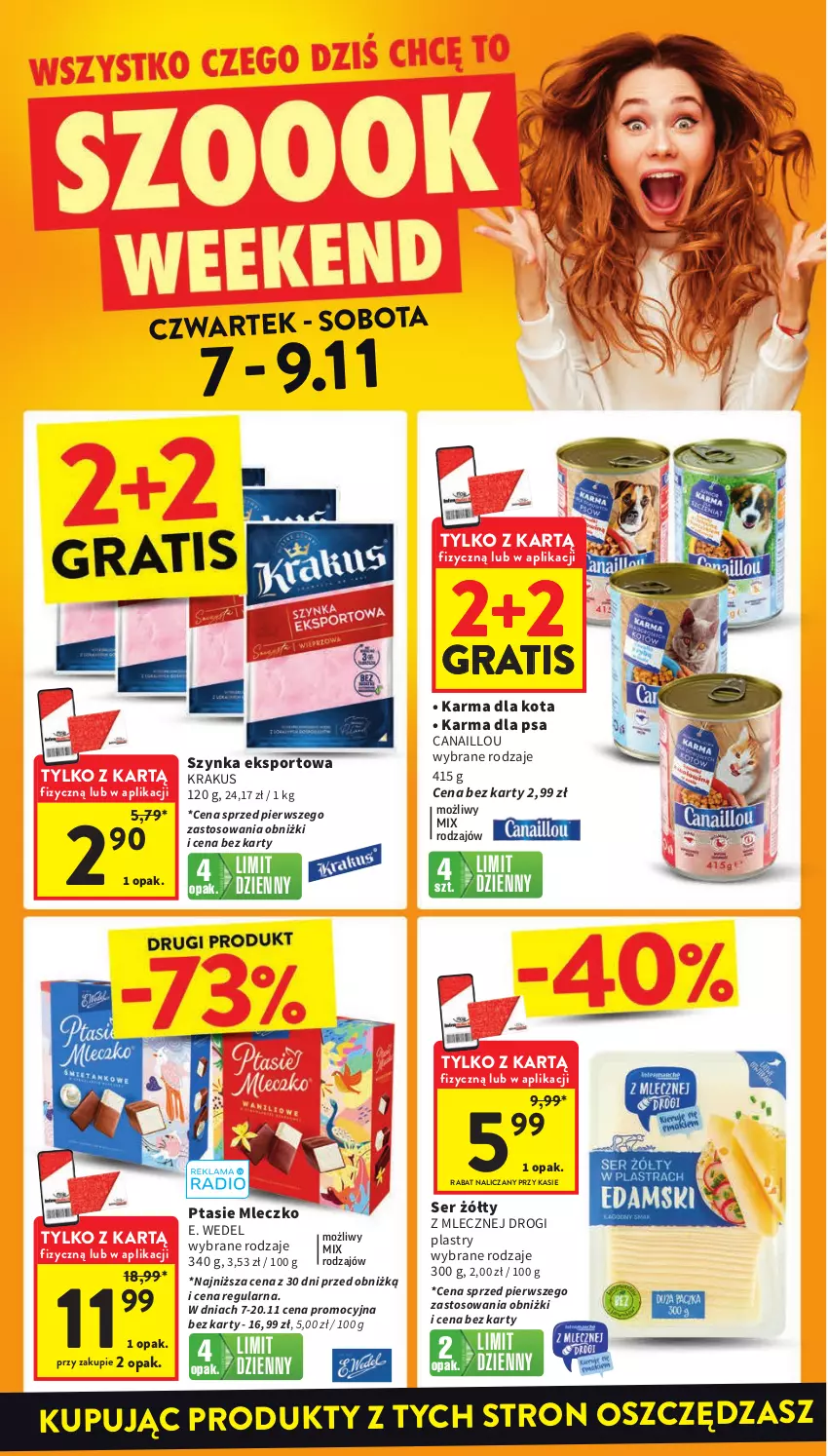 Gazetka promocyjna Intermarche - ważna 07.11 do 13.11.2024 - strona 2 - produkty: Canaillou, E. Wedel, Gra, Krakus, Mleczko, Por, Ptasie mleczko, Ser, Sport, Szynka