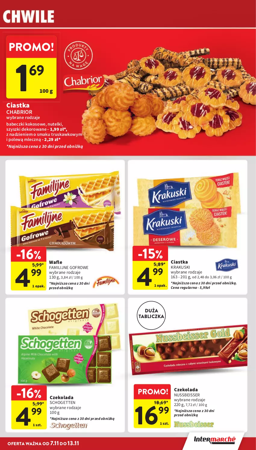 Gazetka promocyjna Intermarche - ważna 07.11 do 13.11.2024 - strona 23 - produkty: Babeczki, Chabrior, Ciastka, Czekolada, Fa, Kokos, Krakus, Krakuski, Schogetten, Ser, Wafle