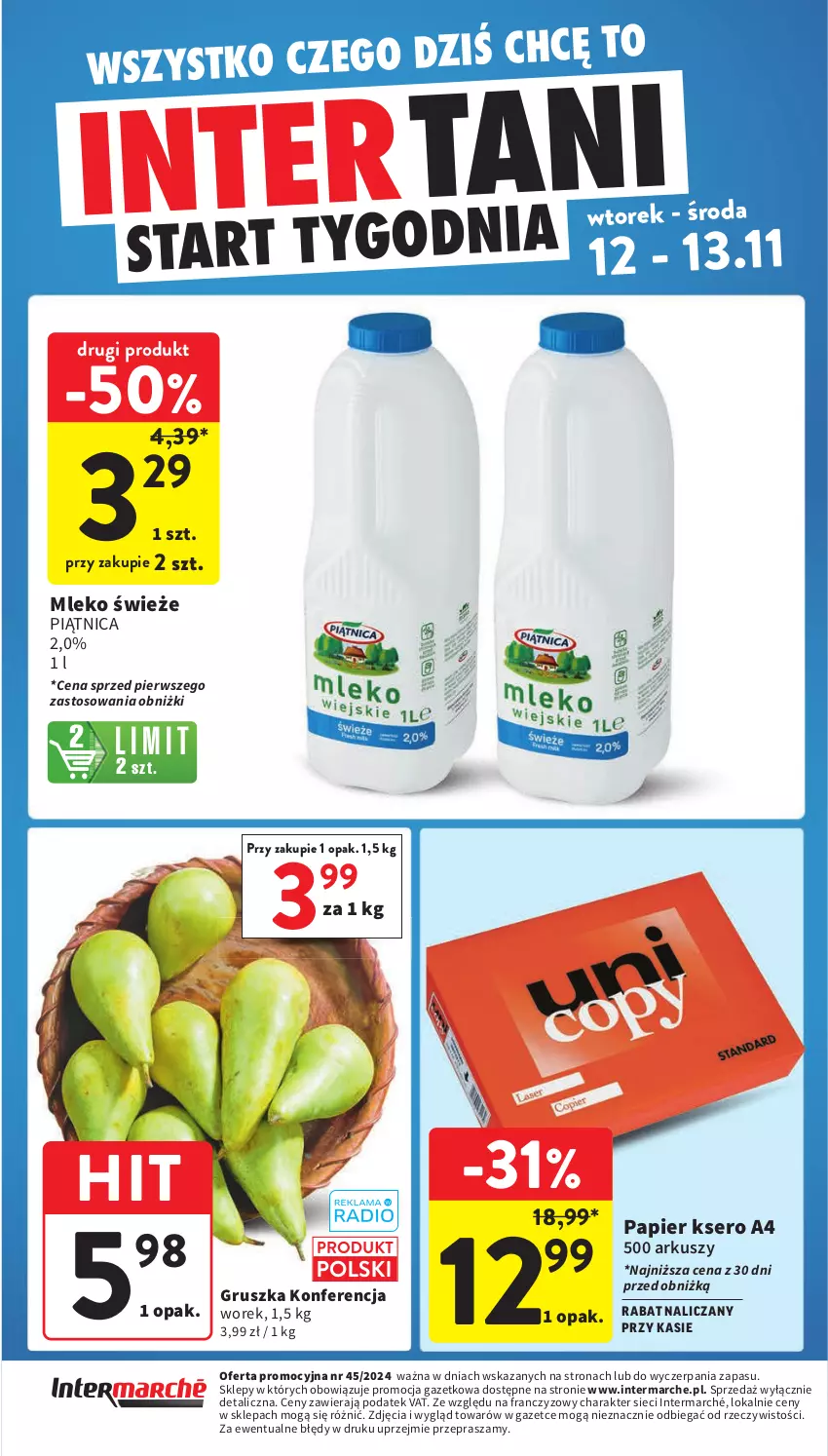 Gazetka promocyjna Intermarche - ważna 07.11 do 13.11.2024 - strona 44 - produkty: Mleko, Papier, Piątnica, Ser