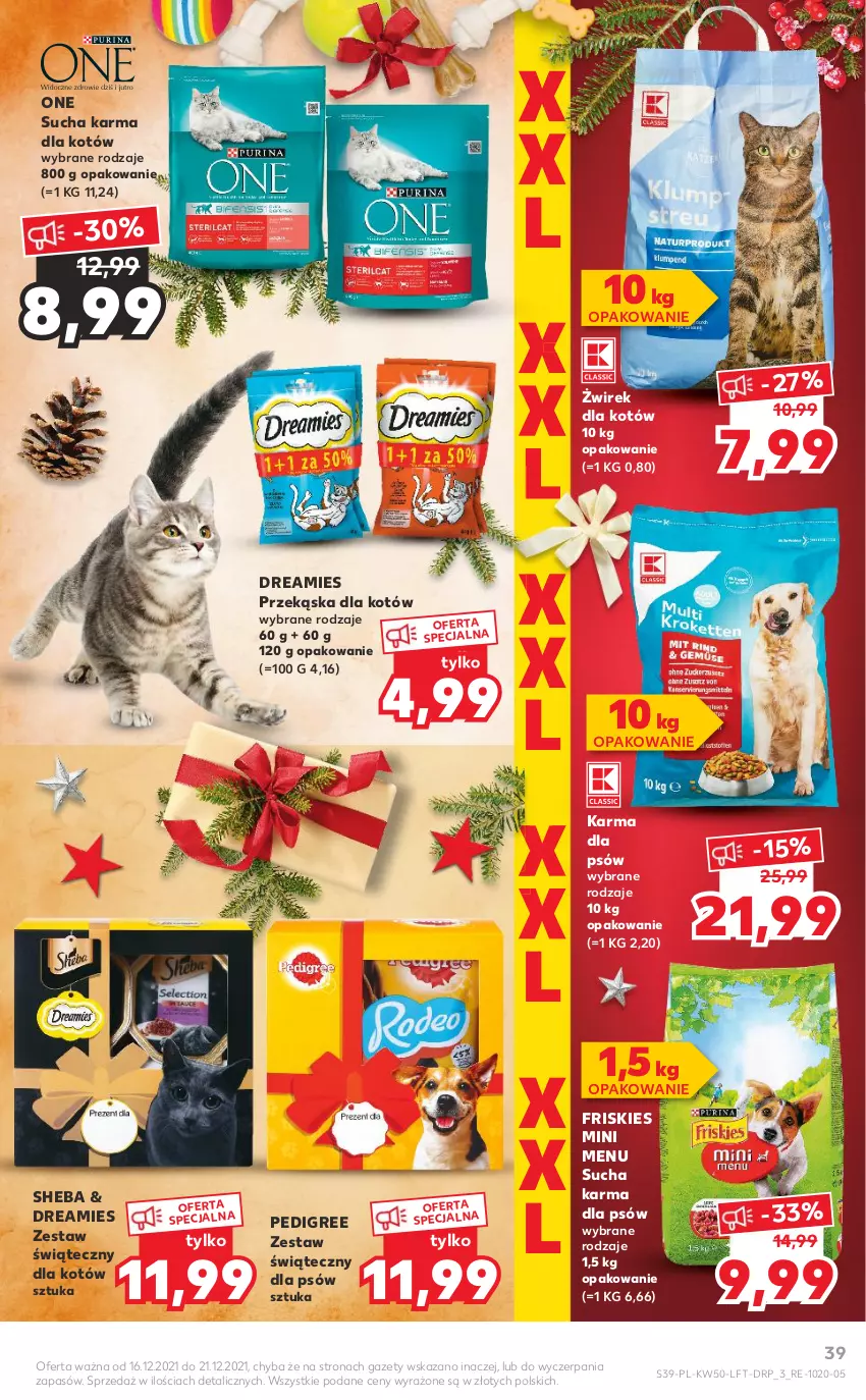 Gazetka promocyjna Kaufland - OFERTA TYGODNIA - ważna 16.12 do 21.12.2021 - strona 39 - produkty: Friskies, Pedigree, Przekąska dla kotów, Sheba, Sucha karma