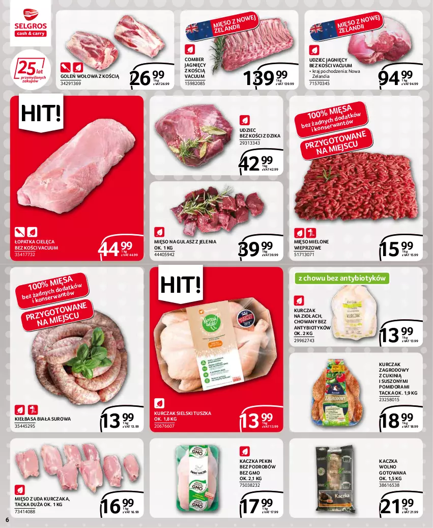 Gazetka promocyjna Selgros - Extra Oferta - ważna 01.04 do 30.04.2022 - strona 6 - produkty: Kaczka, Kiełbasa, Kiełbasa biała, Kurczak, Mięso, Mięso mielone, Mięso na gulasz, Mięso z uda kurczaka, Ser, Tusz