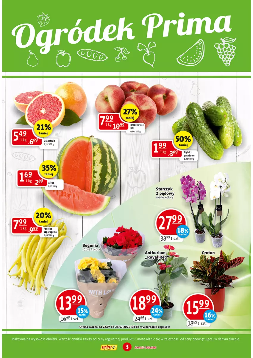 Gazetka promocyjna Prim Market - Gazetka - ważna 22.07 do 28.07.2021 - strona 3 - produkty: Arbuz, Brzoskwinie, Gra, Grunt, Storczyk