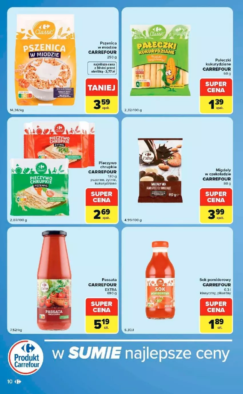 Gazetka promocyjna Carrefour - Gazetka Market w SUMIE ekspresowe zakupy - ważna 15.09 do 21.09.2026 - strona 10 - produkty: Chrupki, Migdały, Migdały w czekoladzie, Piec, Pieczywo, Pieczywo chrupkie, Sok, Sok pomidorowy