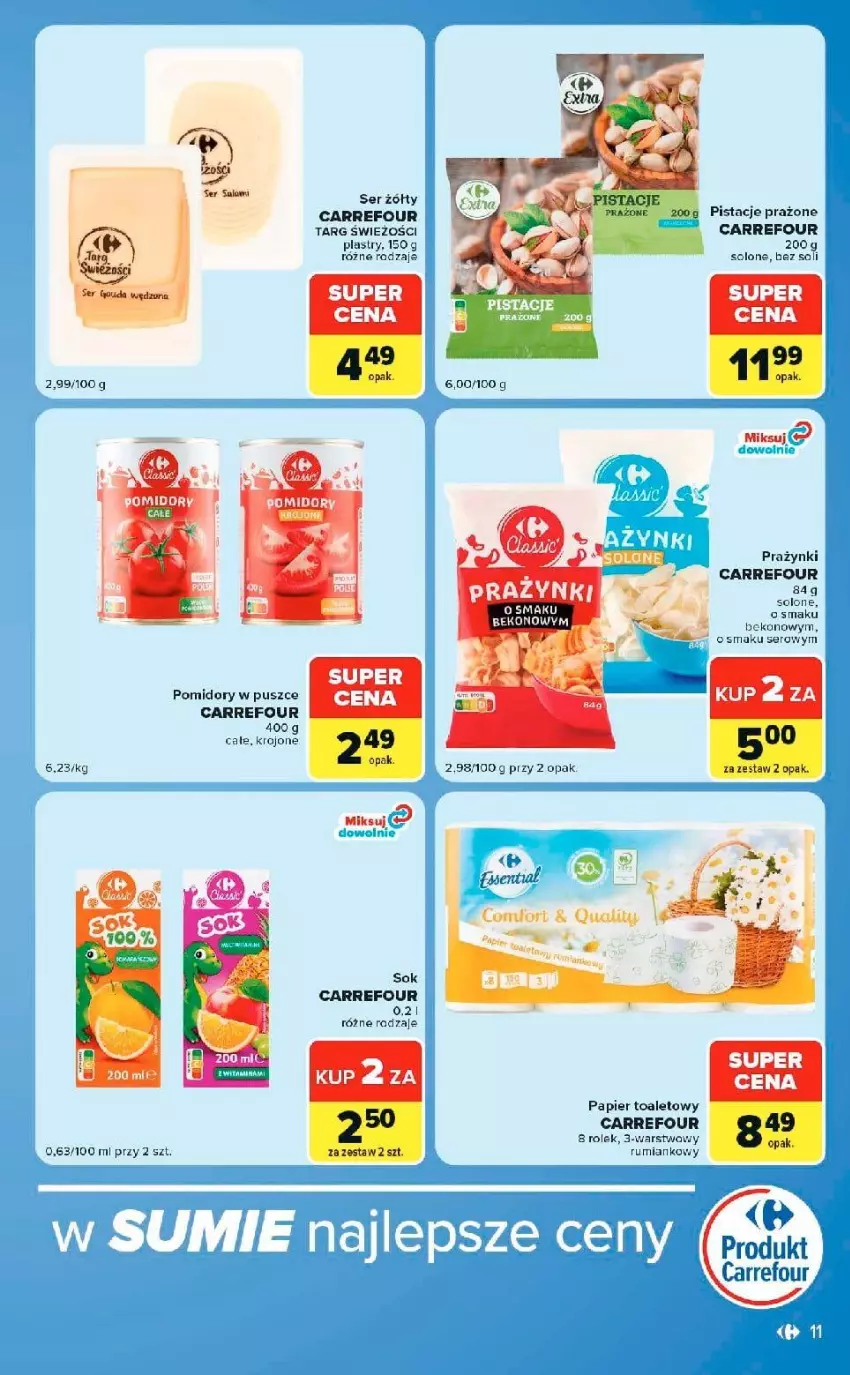 Gazetka promocyjna Carrefour - Gazetka Market w SUMIE ekspresowe zakupy - ważna 15.09 do 21.09.2026 - strona 11 - produkty: Beko, Papier, Papier toaletowy, Pistacje, Pomidory, Rum, Ser, Sok