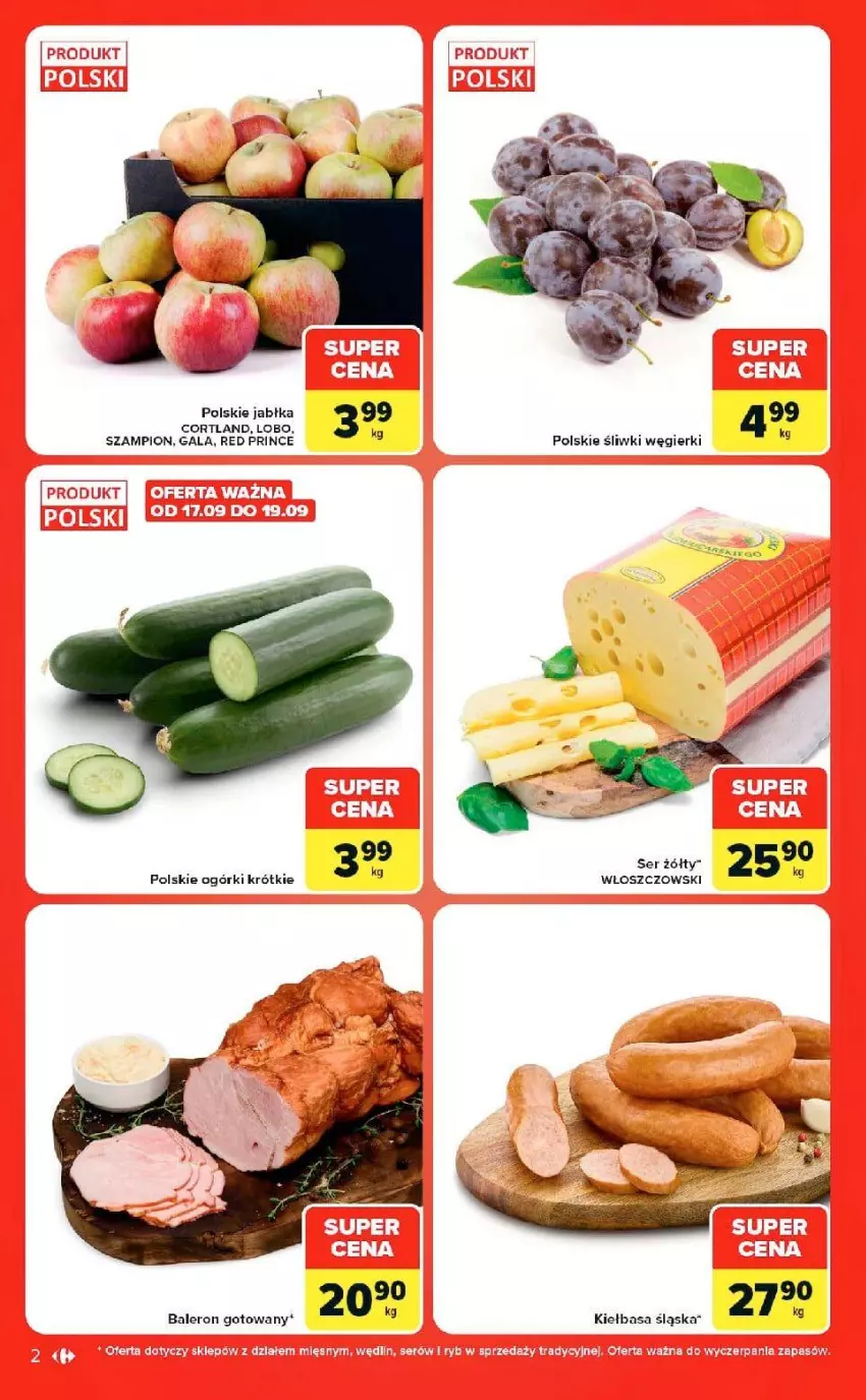 Gazetka promocyjna Carrefour - Gazetka Market w SUMIE ekspresowe zakupy - ważna 15.09 do 21.09.2026 - strona 2 - produkty: Fa, Gala, Jabłka, Kiełbasa, Ser, Szampion