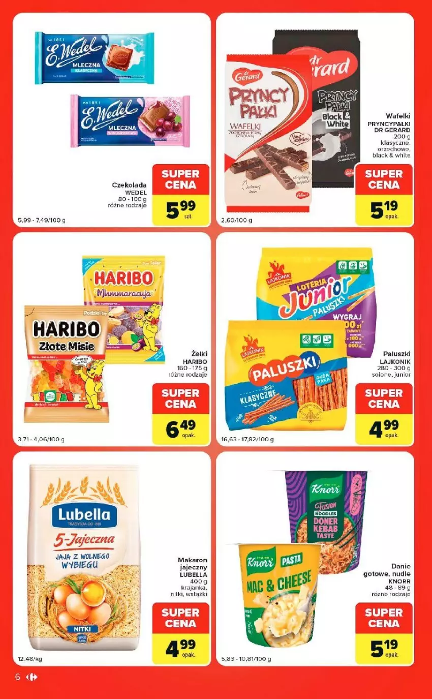 Gazetka promocyjna Carrefour - Gazetka Market w SUMIE ekspresowe zakupy - ważna 15.09 do 21.09.2026 - strona 6 - produkty: Bell, Bella, Czekolada, Danie gotowe, Dr Gerard, Fa, Haribo, Knorr, Lack, Lajkonik, Lubella, Makaron