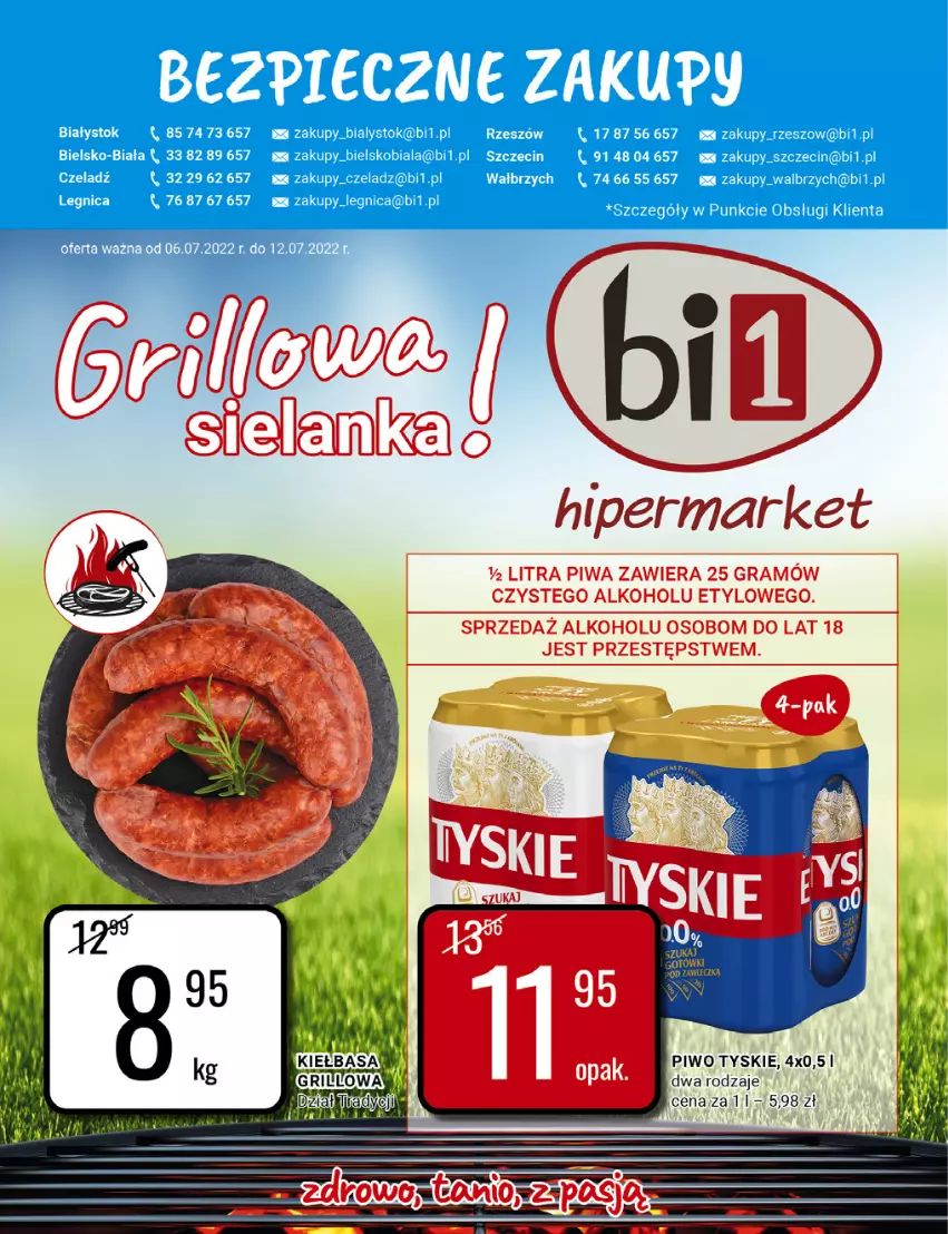 Gazetka promocyjna Bi1 - Grillowa sielanka - ważna 06.07 do 12.07.2022 - strona 1 - produkty: Gra, Piwa, Piwo, Tyskie