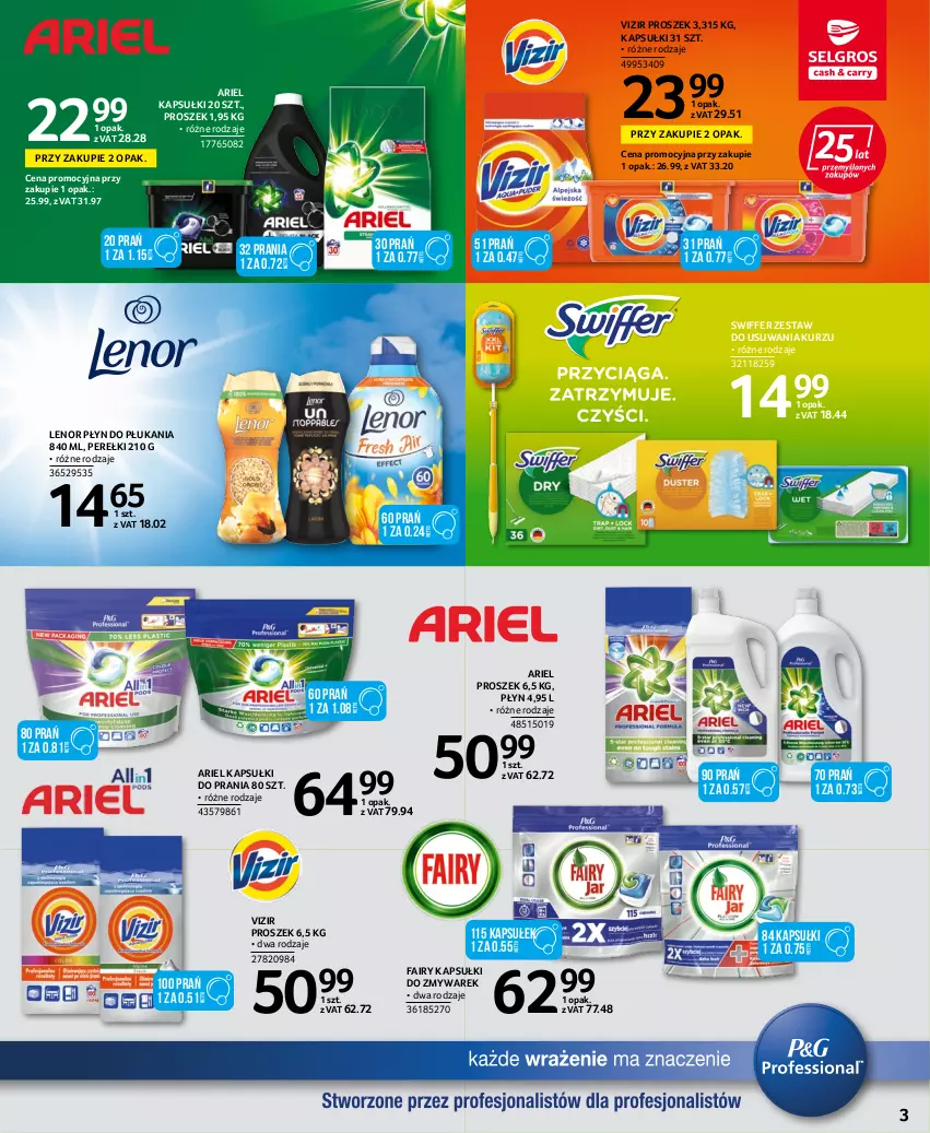 Gazetka promocyjna Selgros - Katalog Sprzątanie - ważna 25.08 do 07.09.2022 - strona 3 - produkty: Ariel, Fa, Fairy, Kapsułki do prania, Lenor, Płyn do płukania, Vizir