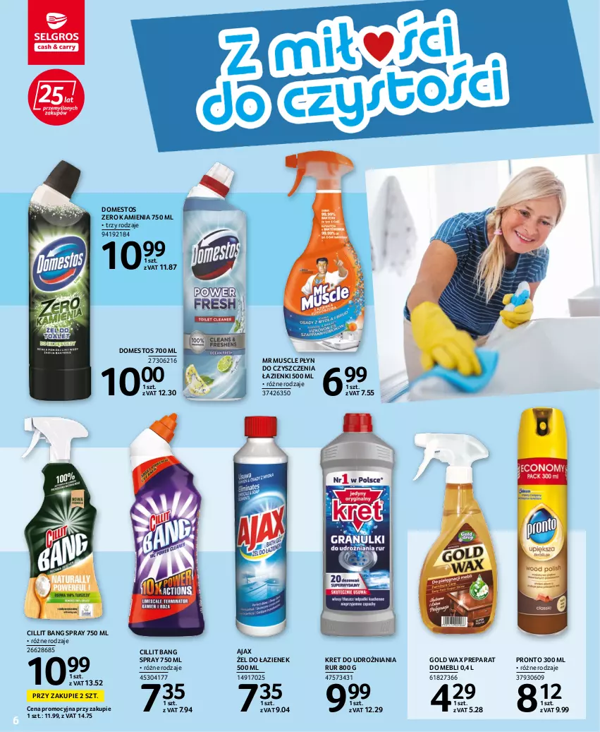 Gazetka promocyjna Selgros - Katalog Sprzątanie - ważna 25.08 do 07.09.2022 - strona 6 - produkty: Ajax, Cillit Bang, Domestos, Kret, Mus, Pronto