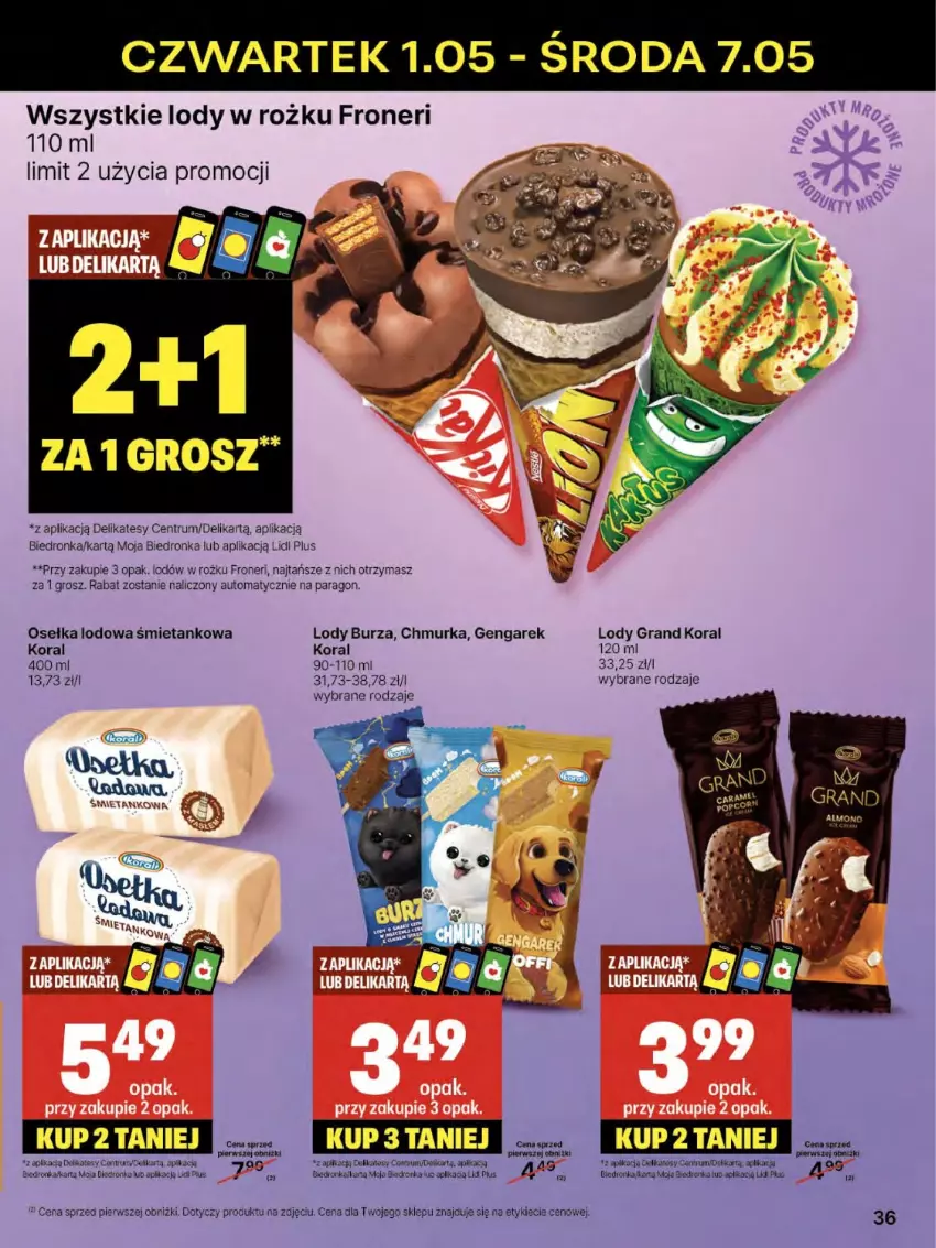 Gazetka promocyjna Delikatesy Centrum - Franczyza DC18 Czwartek - ważna 01.05 do 07.05.2025 - strona 36 - produkty: Dell, Gra, Lody, Orka, Rum