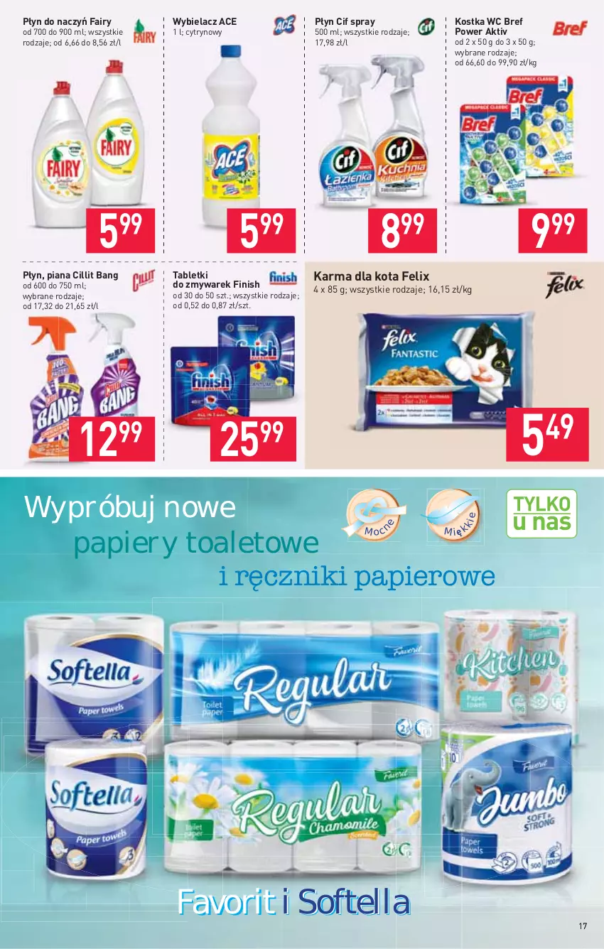 Gazetka promocyjna Stokrotka - Supermarket - ważna 05.08 do 11.08.2021 - strona 17 - produkty: Bref, Cif, Cillit Bang, Fa, Fairy, Felix, Finish, Papier, Tablet