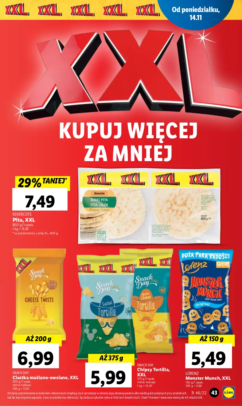 Gazetka promocyjna Lidl - GAZETKA - ważna 14.11 do 16.11.2022 - strona 53 - produkty: Chipsy, Ciastka, Lorenz, Monster Munch, Por, Tortilla