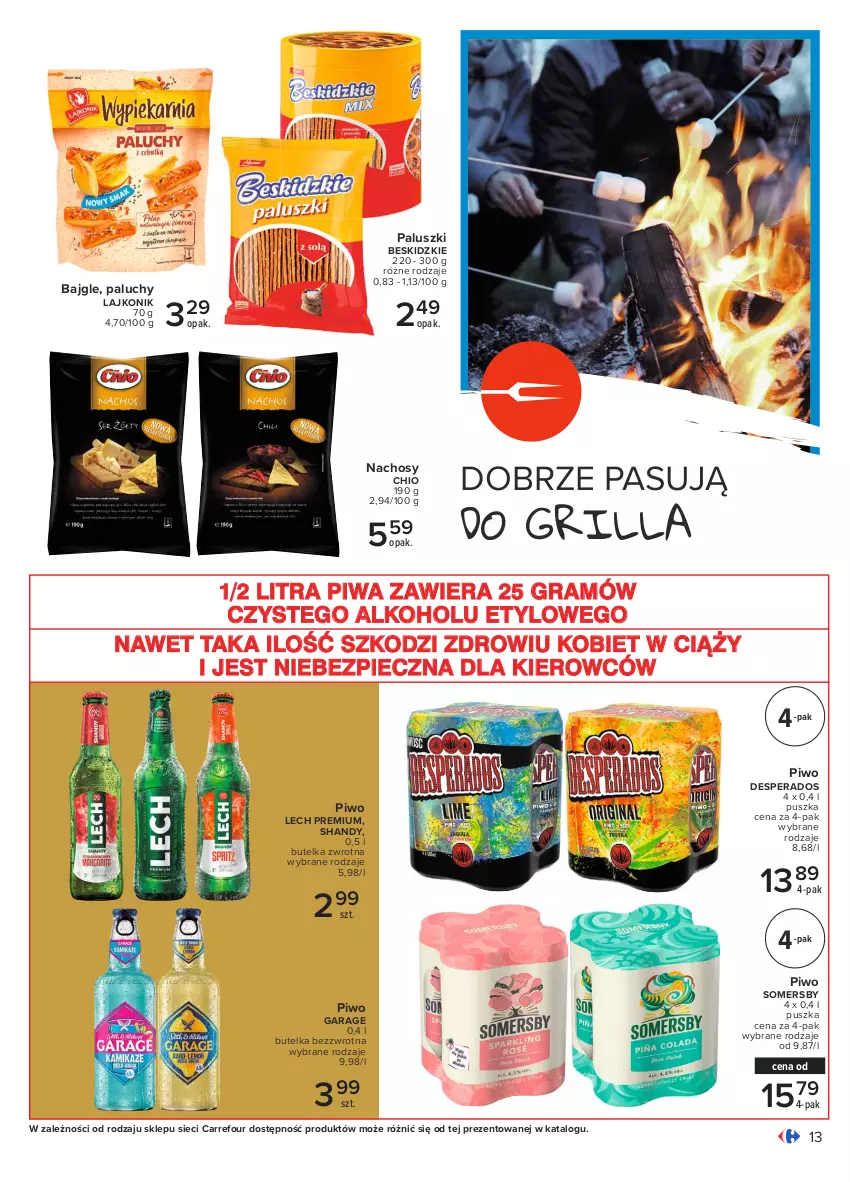 Gazetka promocyjna Carrefour - Gazetka Pyszny świat grilla - ważna 22.04 do 08.05.2021 - strona 13 - produkty: Bajgle, Beskidzki, Desperados, Gra, Grill, Lajkonik, Lech Premium, Piec, Piwa, Piwo, Somersby