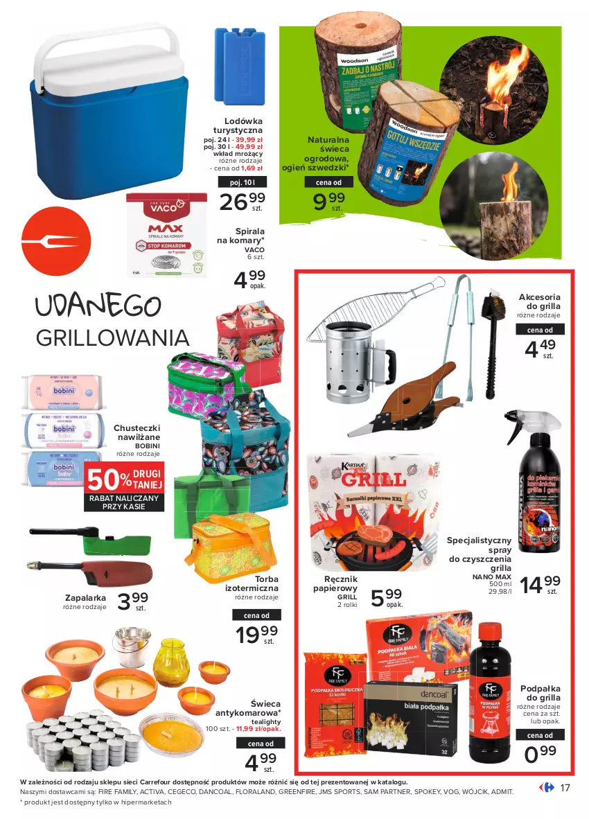 Gazetka promocyjna Carrefour - Gazetka Pyszny świat grilla - ważna 22.04 do 08.05.2021 - strona 17 - produkty: Chusteczki, Fa, Flora, Grill, Lodówka, Papier, Por, Ręcznik, Rolki, Sport, Spray do czyszczenia, Torba, Zapalarka