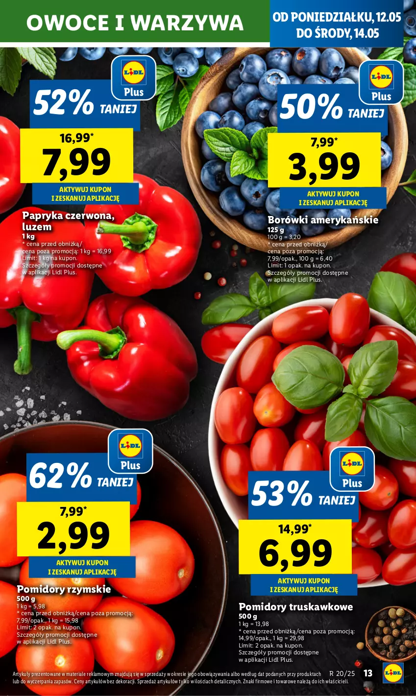 Gazetka promocyjna Lidl - GAZETKA - ważna 12.05 do 14.05.2025 - strona 17 - produkty: Owoce, Papryka, Papryka czerwona, Pomidory, Warzywa