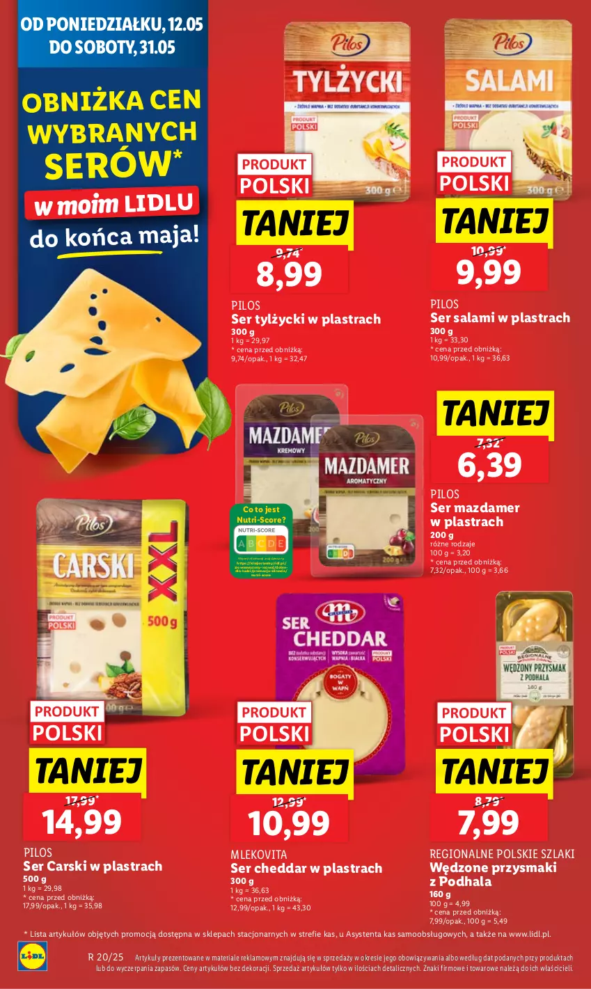 Gazetka promocyjna Lidl - GAZETKA - ważna 12.05 do 14.05.2025 - strona 24 - produkty: Cars, Cheddar, Mazdamer, Mleko, Mlekovita, Pilos, Przysmaki, Salami, Ser, Ser salami, Ser tylżycki, Wazon