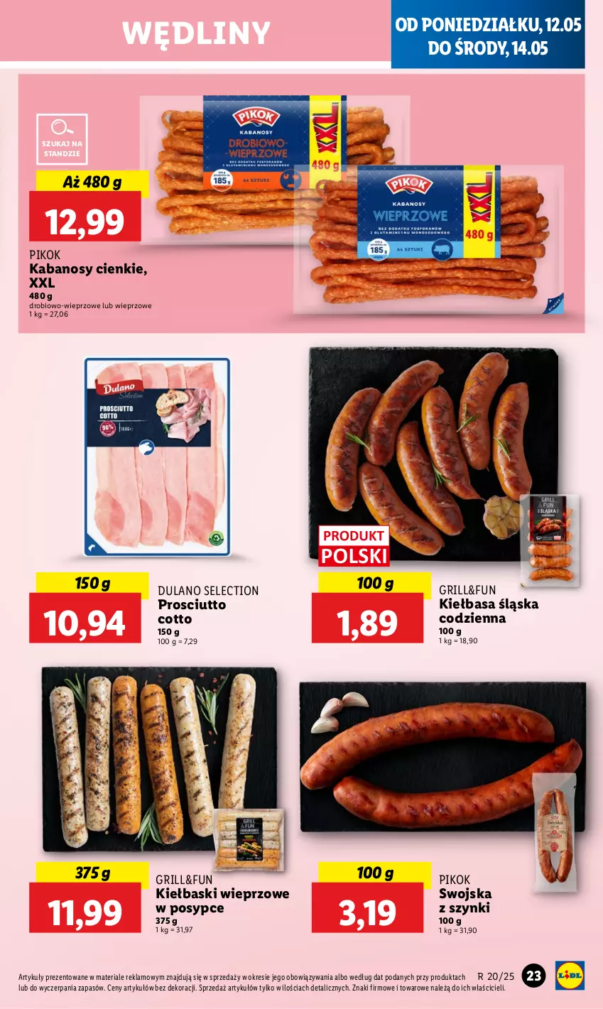 Gazetka promocyjna Lidl - GAZETKA - ważna 12.05 do 14.05.2025 - strona 29 - produkty: Dulano, Grill, Kabanos, Kiełbasa, Kiełbasa śląska, PIKOK, Prosciutto