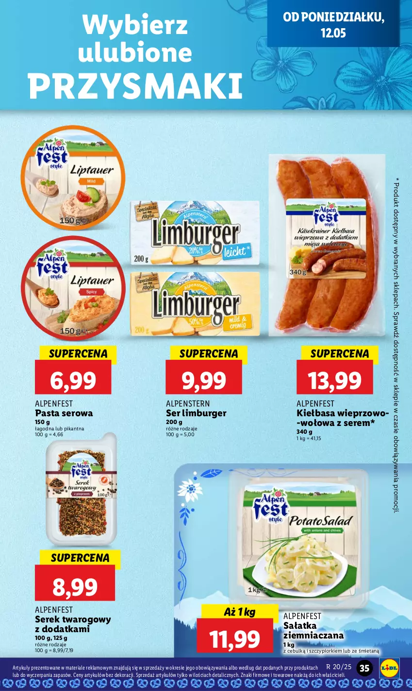 Gazetka promocyjna Lidl - GAZETKA - ważna 12.05 do 14.05.2025 - strona 43 - produkty: Burger, Kiełbasa, Limburger, Przysmaki, Sałat, Sałatka, Ser, Serek, Serek twarogowy