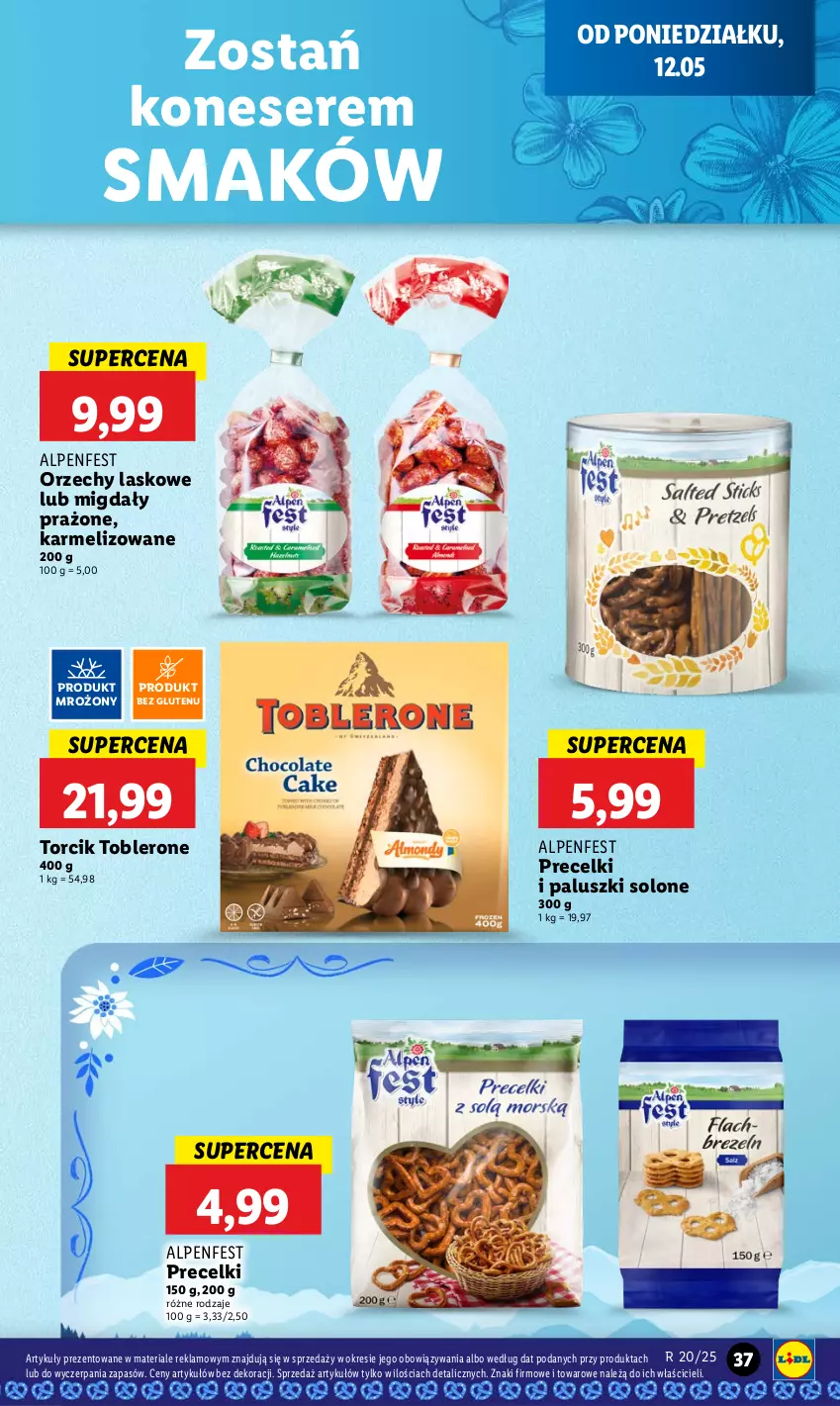 Gazetka promocyjna Lidl - GAZETKA - ważna 12.05 do 14.05.2025 - strona 45 - produkty: Migdały, Precelki, Ser, Toblerone