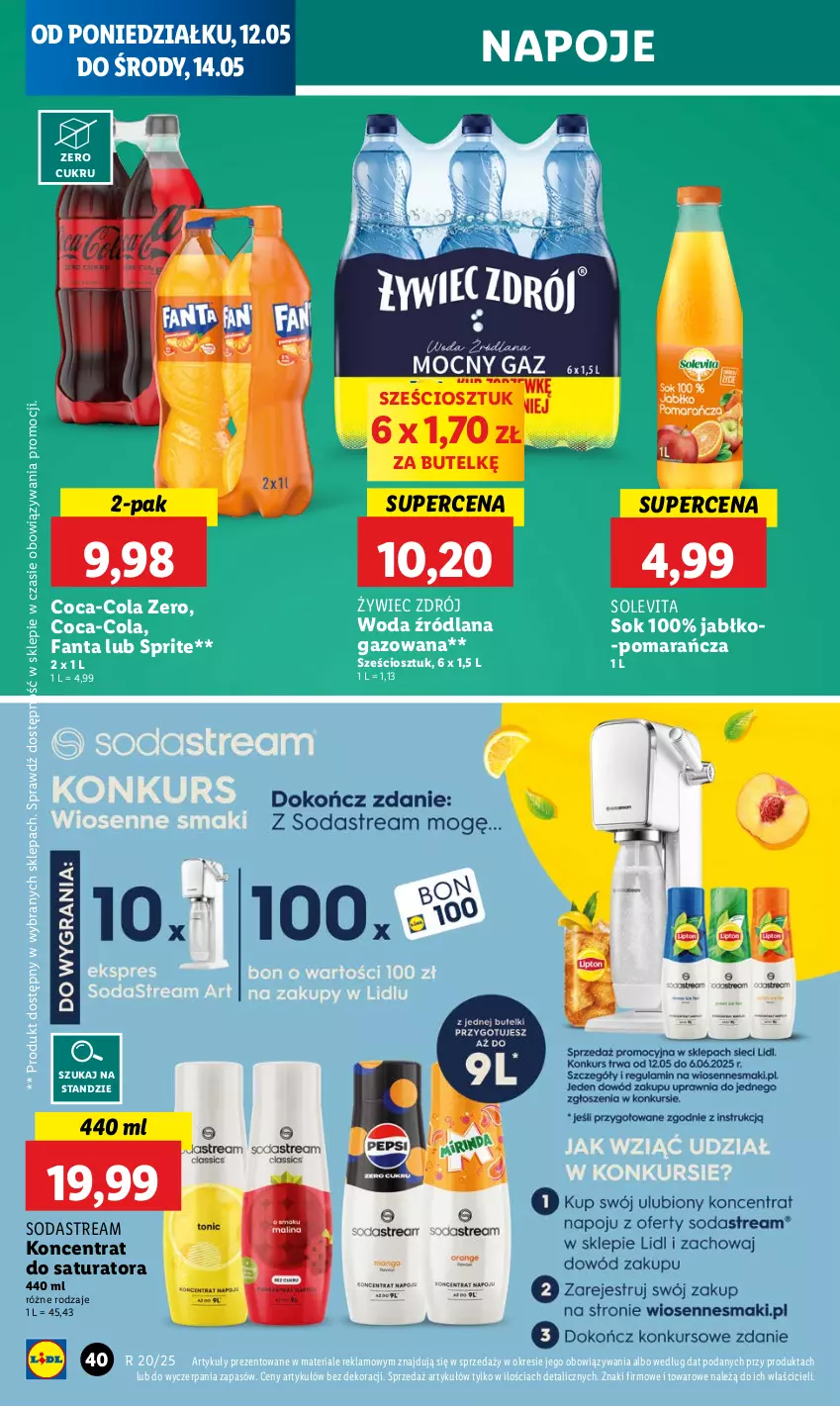 Gazetka promocyjna Lidl - GAZETKA - ważna 12.05 do 14.05.2025 - strona 50 - produkty: Coca-Cola, Fa, Fanta, LANA, Napoje, Sok, Sprite, Woda