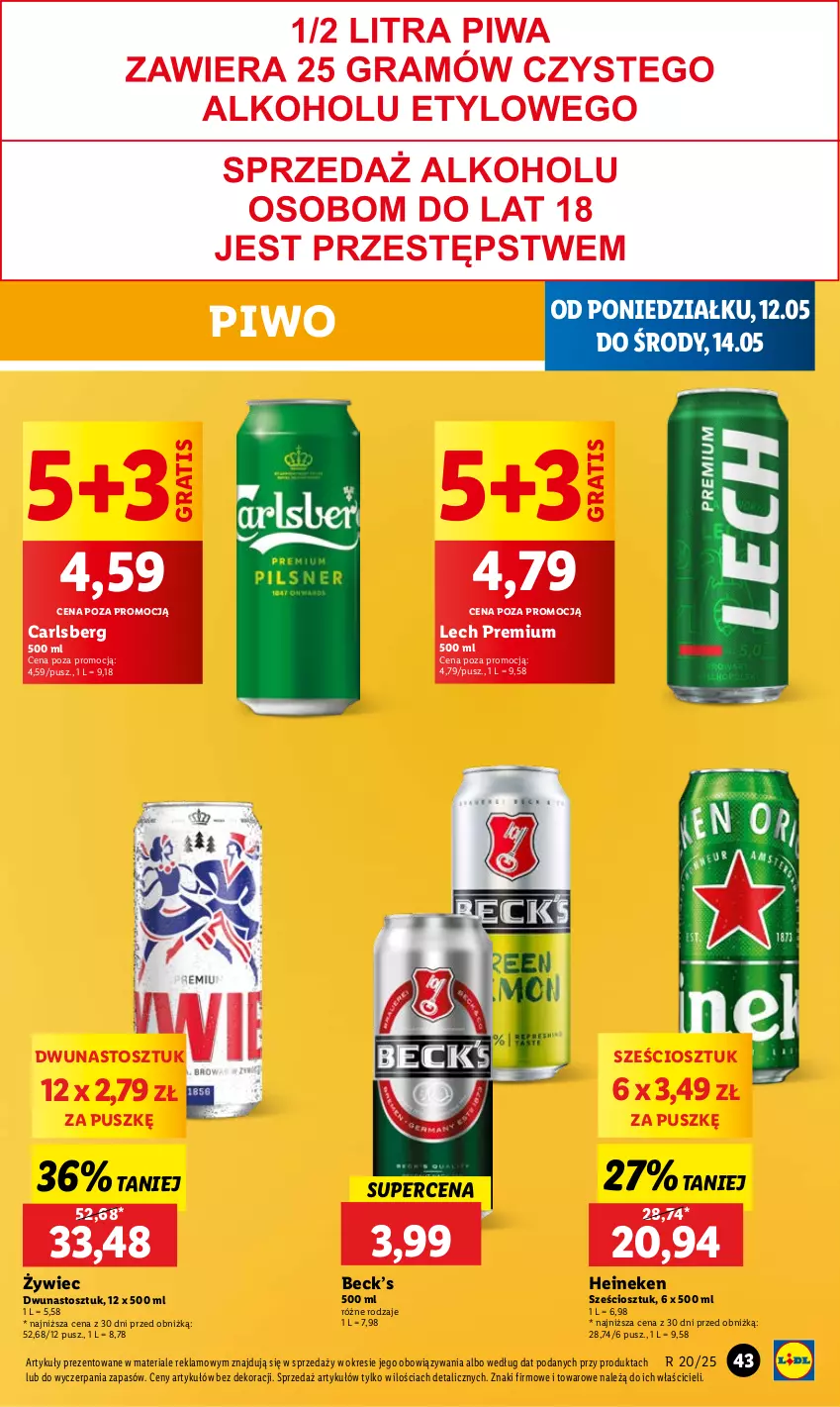 Gazetka promocyjna Lidl - GAZETKA - ważna 12.05 do 14.05.2025 - strona 53 - produkty: Carlsberg, Gra, Heineken, Lech Premium, Piwo