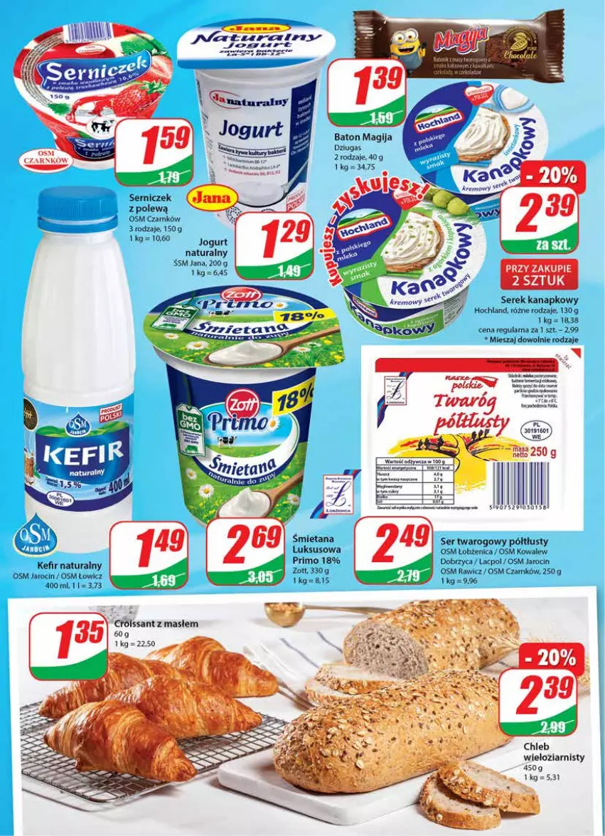 Gazetka promocyjna Dino - Gazetka - ważna 22.09 do 28.09.2021 - strona 12 - produkty: Baton, Chleb, Jogurt, Kefir, Kefir naturalny, Magija, Ser, Ser twarogowy, Serek, Serek kanapkowy, Twaróg