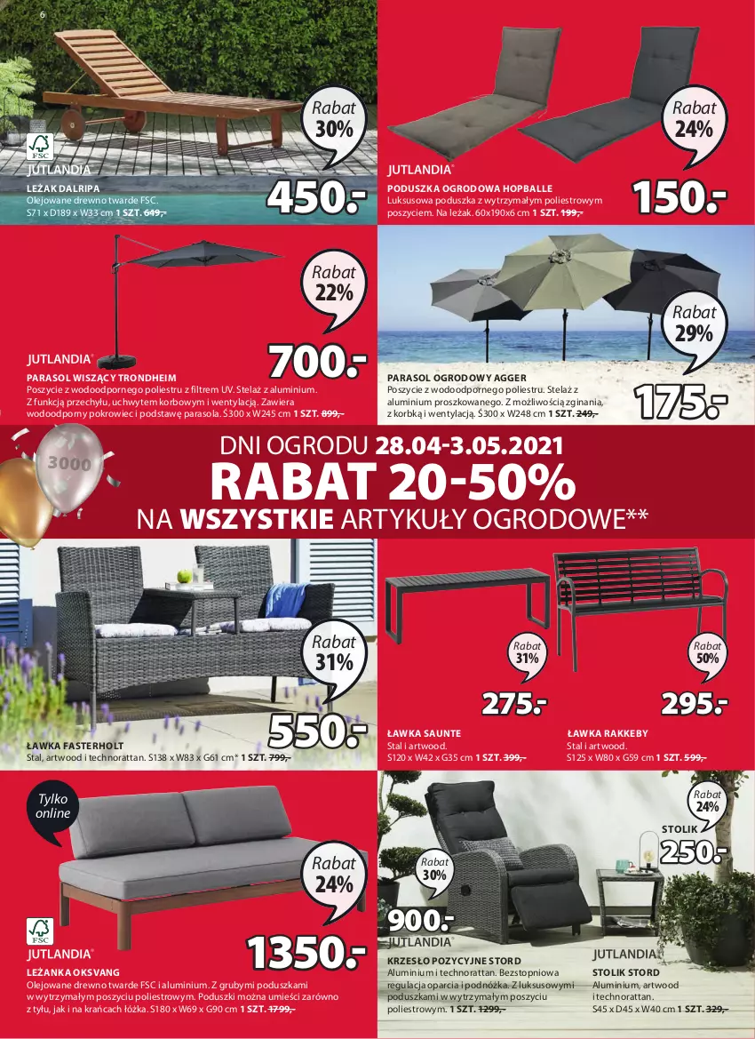 Gazetka promocyjna Jysk - Oferta tygodnia - ważna 28.04 do 11.05.2021 - strona 7 - produkty: Artwood, Fa, Gin, Krzesło, Leżanka, Olej, Parasol, Poduszka, Pokrowiec, Por, Stolik, Top