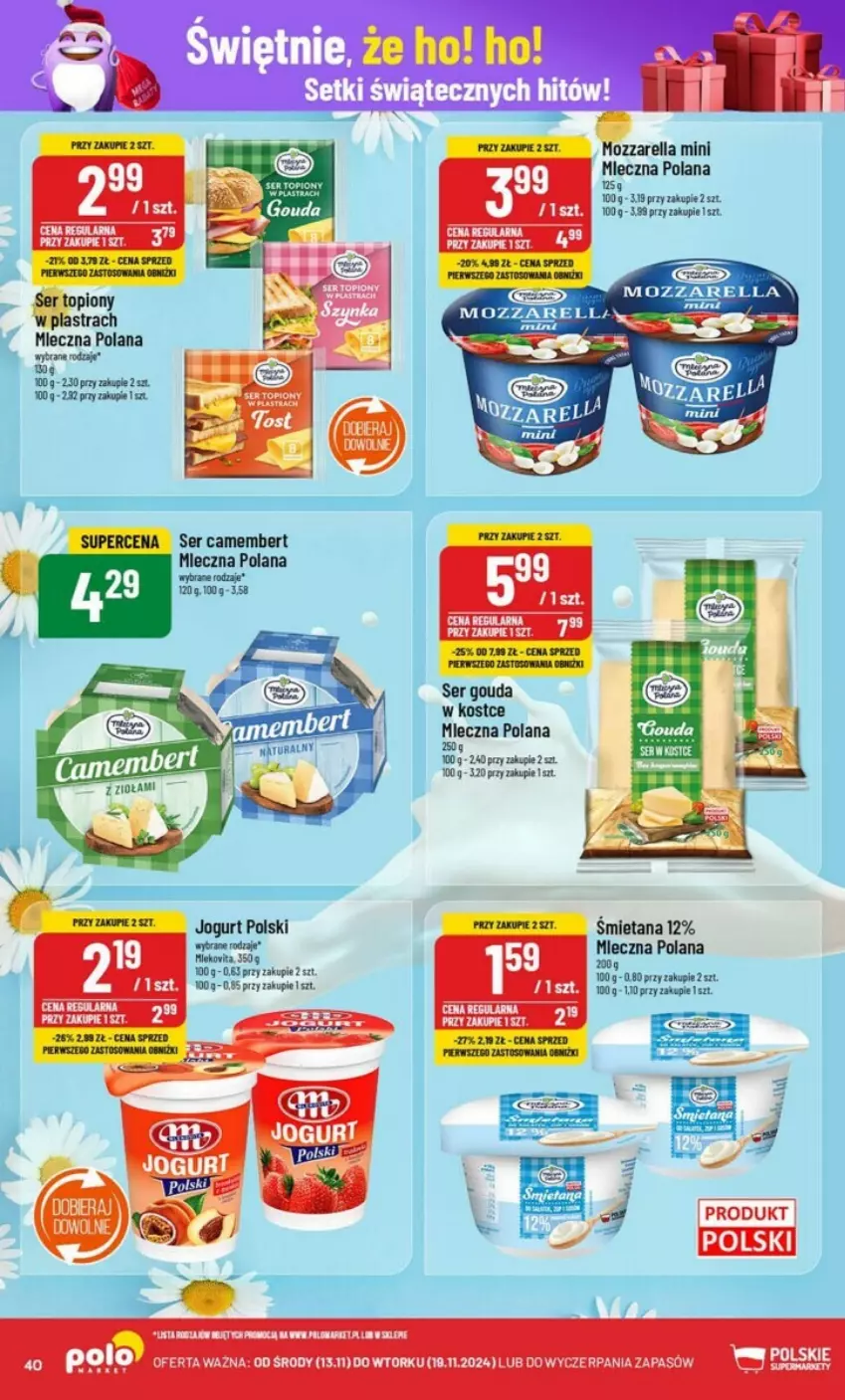 Gazetka promocyjna PoloMarket - ważna 13.11 do 19.11.2024 - strona 35 - produkty: Camembert, Gouda, Jogurt, LANA, Mozzarella, Ser, Ser topiony, Top