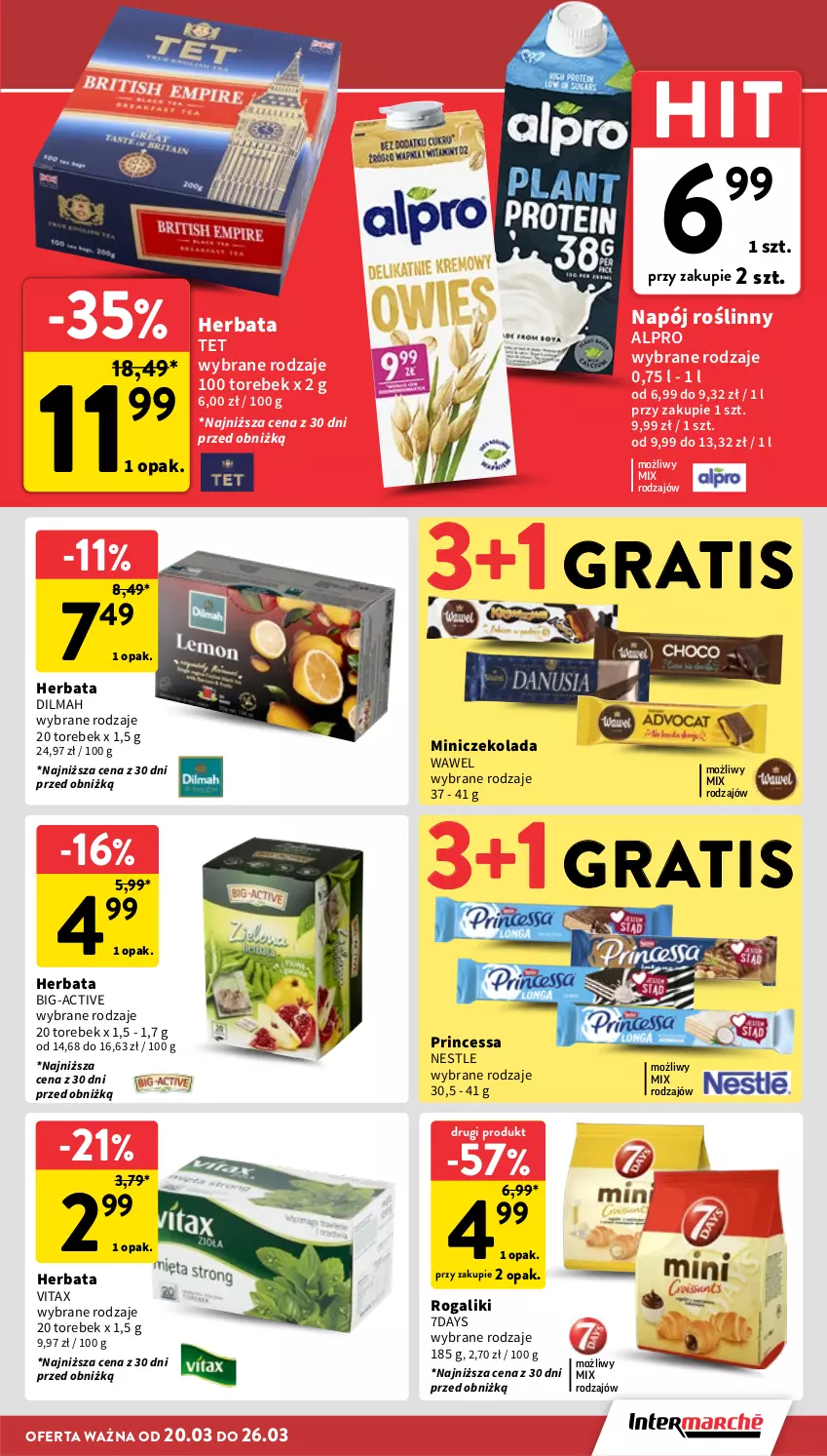 Gazetka promocyjna Intermarche - Gazetka promocyjna - ważna 20.03 do 26.03.2025 - strona 19 - produkty: Alpro, Czekolada, Dilmah, Gra, Herbata, Napój, Napój roślinny, Princessa, Rogal, Vitax, Wawel