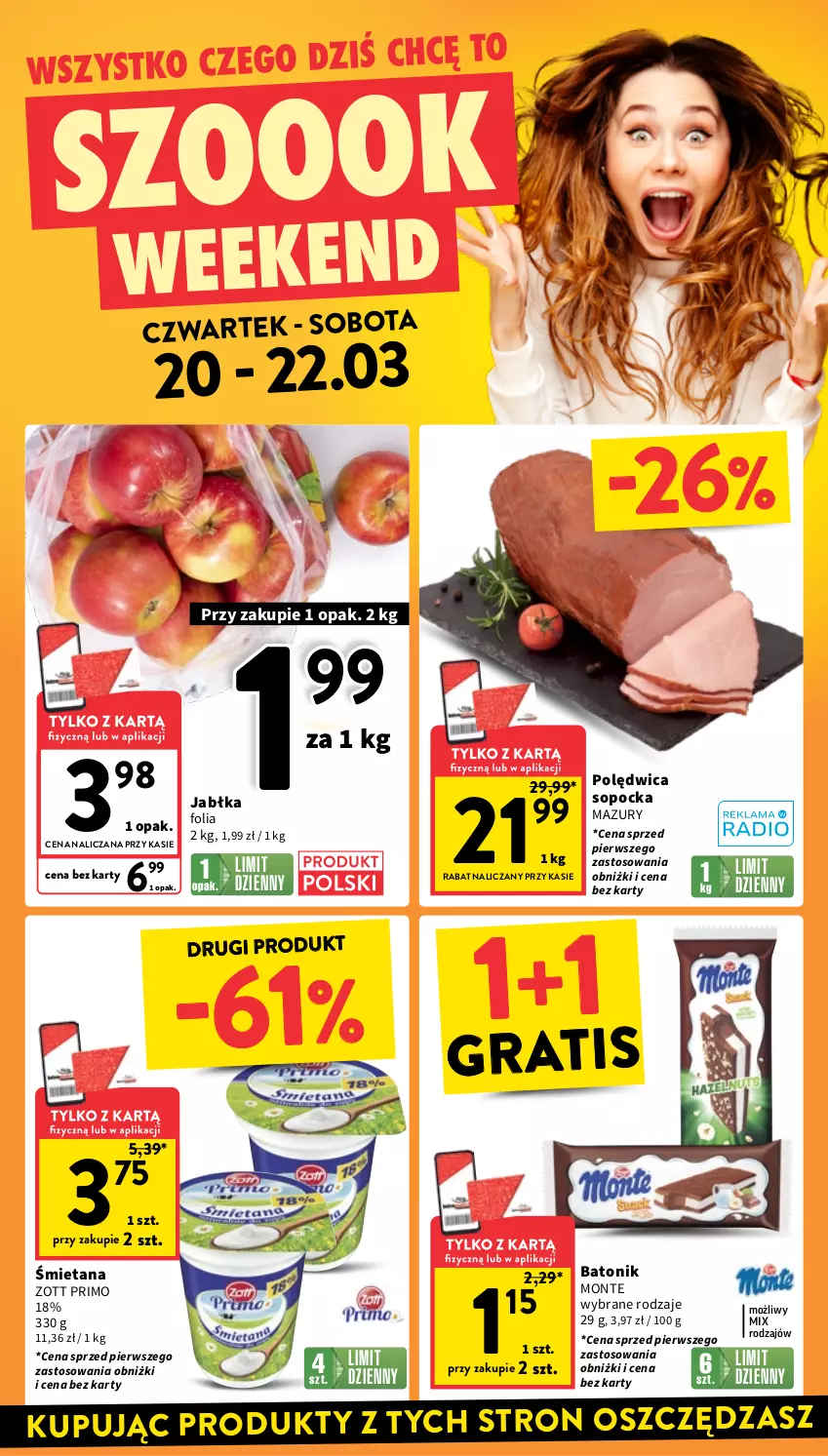 Gazetka promocyjna Intermarche - Gazetka promocyjna - ważna 20.03 do 26.03.2025 - strona 2 - produkty: Baton, Gra, Jabłka, Monte, Polędwica, Tonik, Zott, Zott Primo