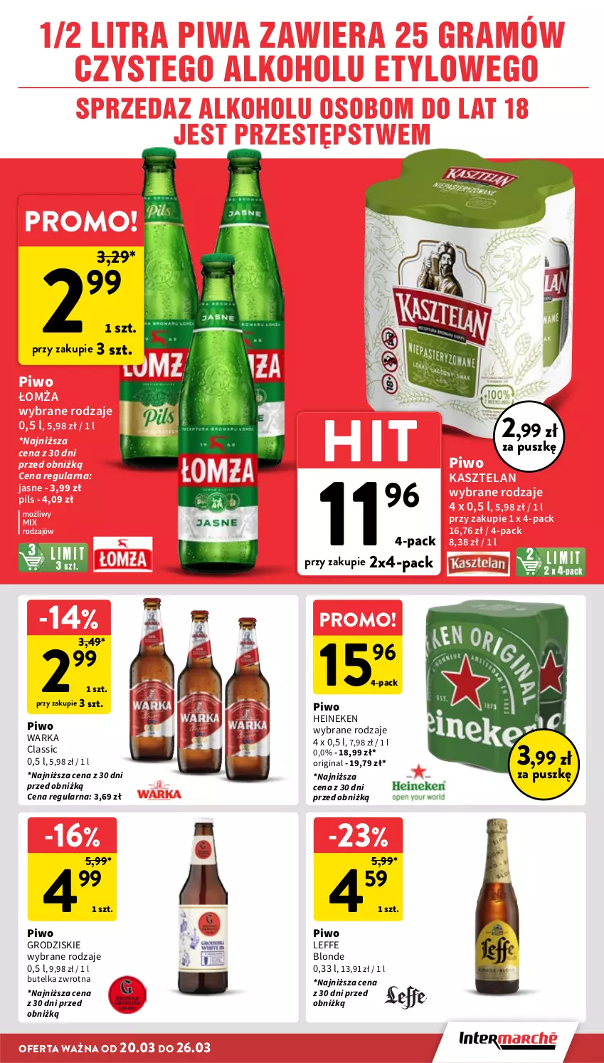 Gazetka promocyjna Intermarche - Gazetka promocyjna - ważna 20.03 do 26.03.2025 - strona 25 - produkty: Gin, Heineken, Kasztelan, Piwo, Warka