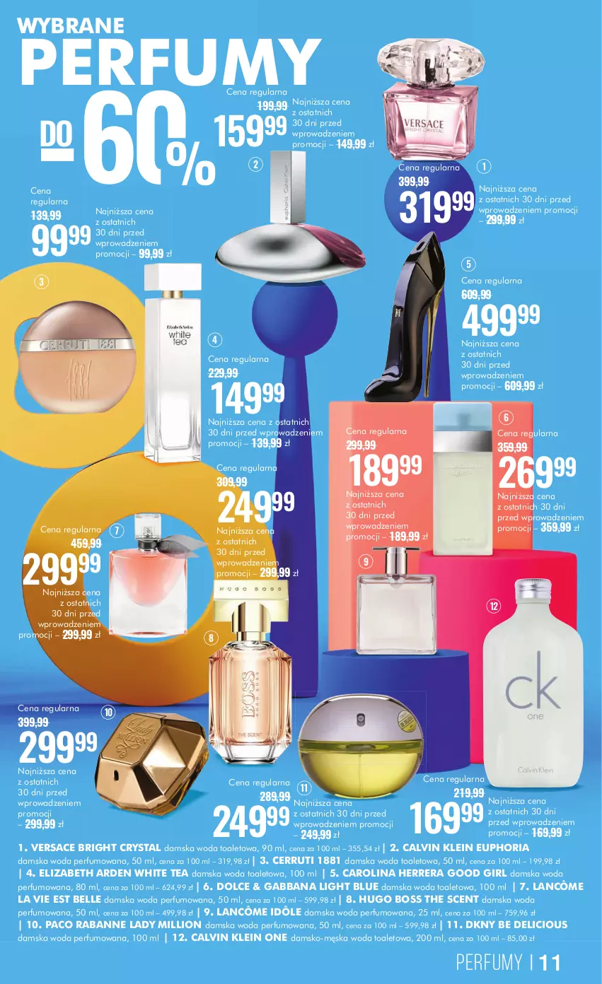 Gazetka promocyjna Super Pharm - ważna 29.05 do 12.06.2024 - strona 11 - produkty: Bell, Calvin Klein, Carolina Herrera, Cerruti, DKNY, Elizabeth Arden, Hugo Boss, Lancôme, Lion, Paco Rabanne, Perfum, Versace, Woda, Woda perfumowana, Woda toaletowa